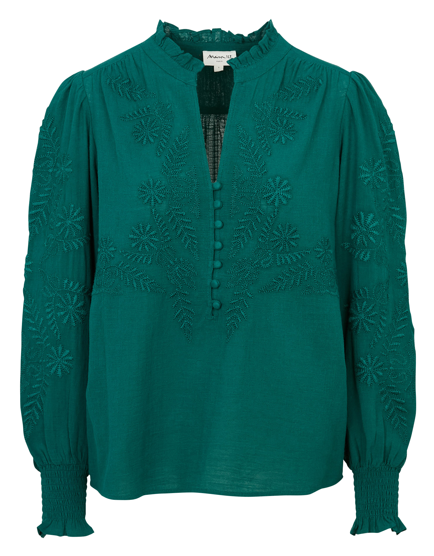 Embroidered cotton toiletry blouse MAISON 123 Green