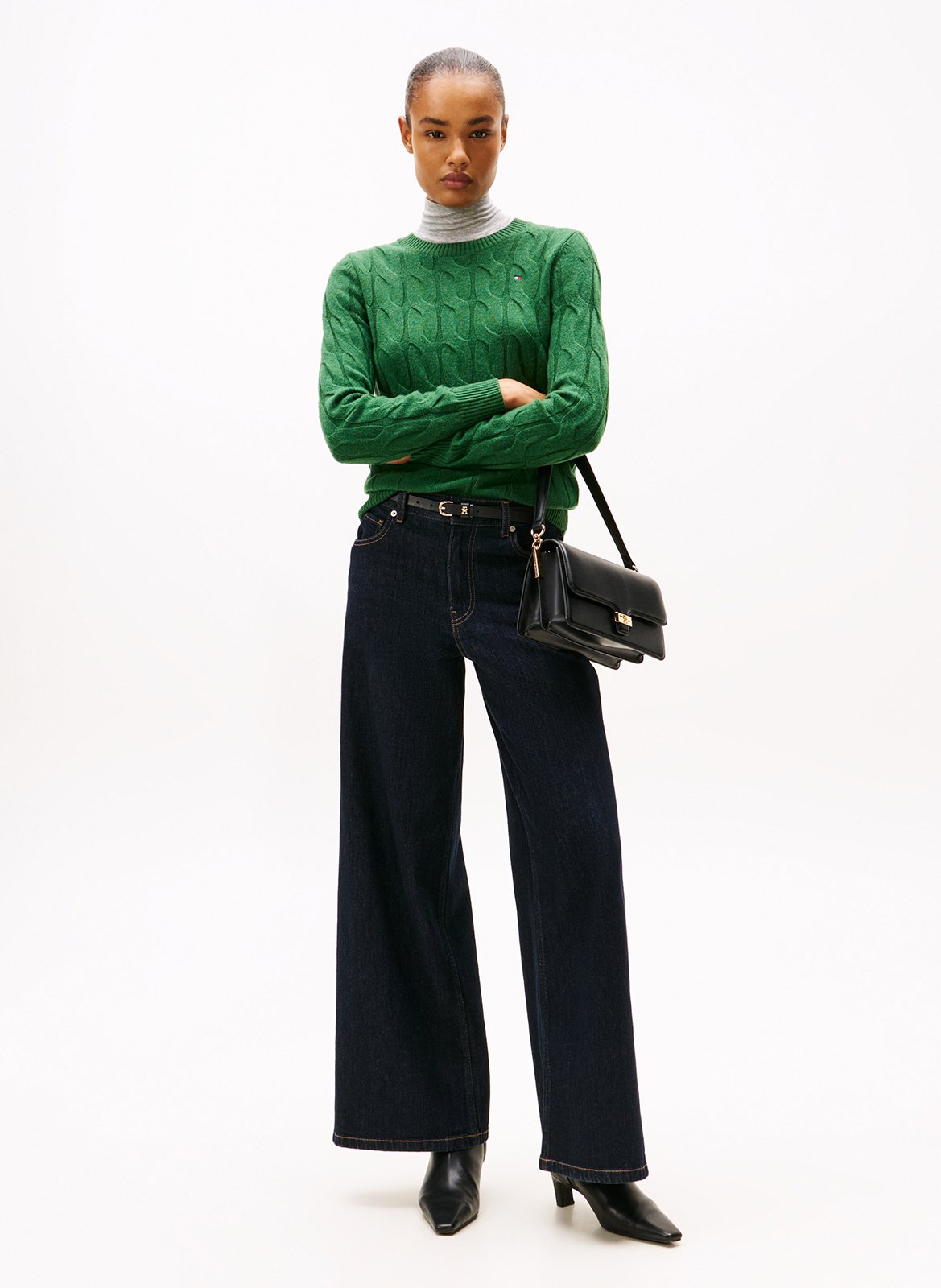 Pull col rond en laine  TOMMY HILFIGER Vert