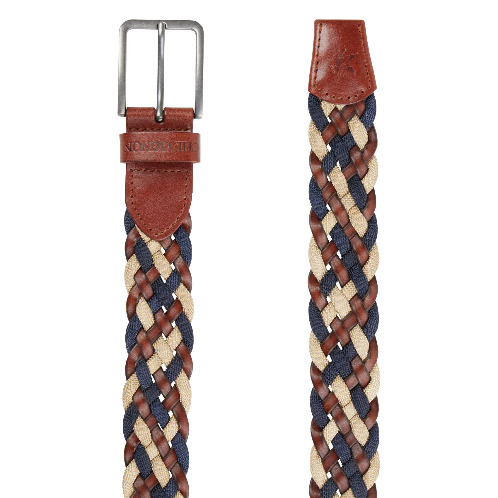 Ceinture tressée en cuir mélangé CHEVIGNON Marron