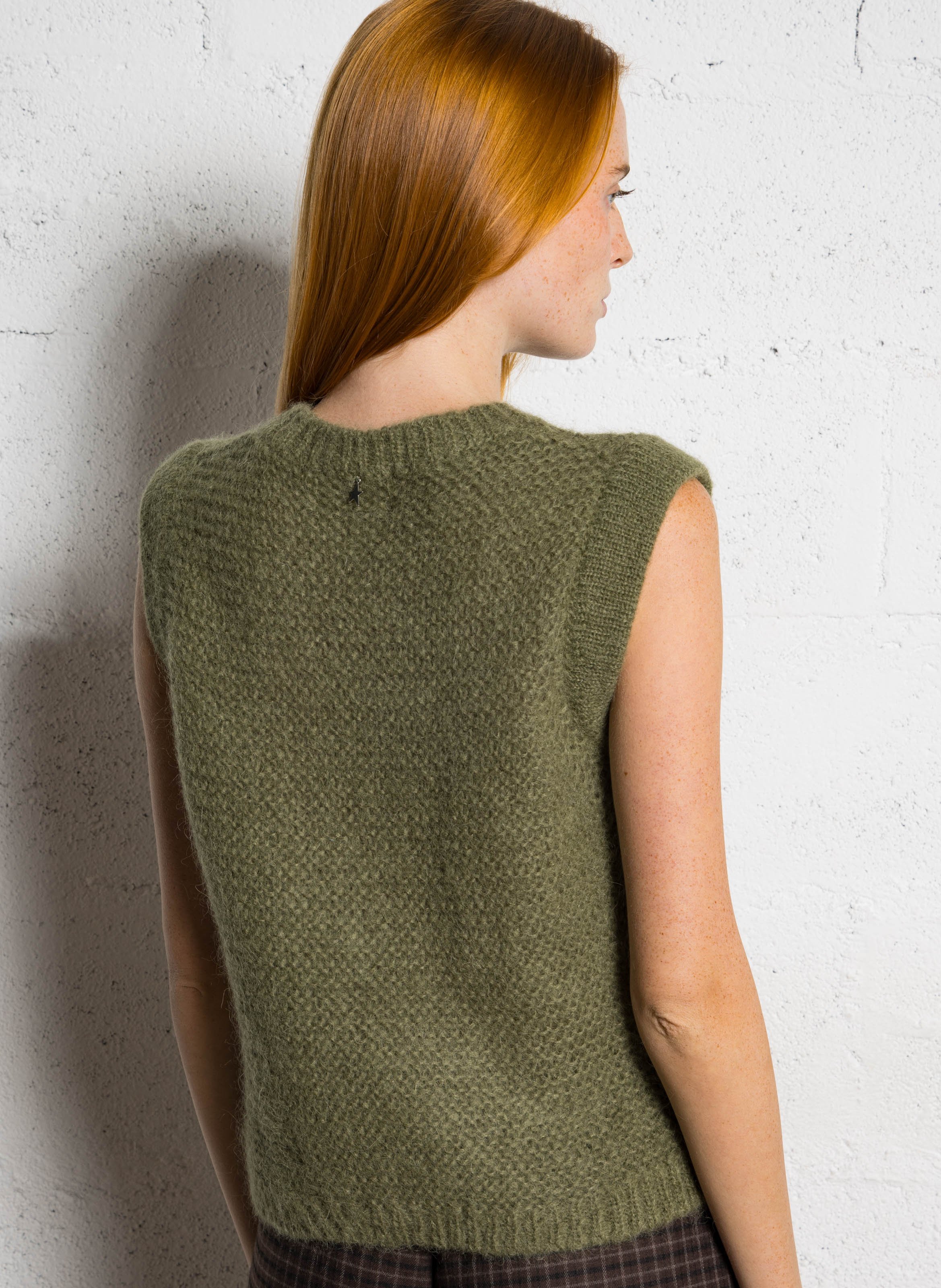 Pull sans manches col rond en laine mélangée SUD EXPRESS Vert