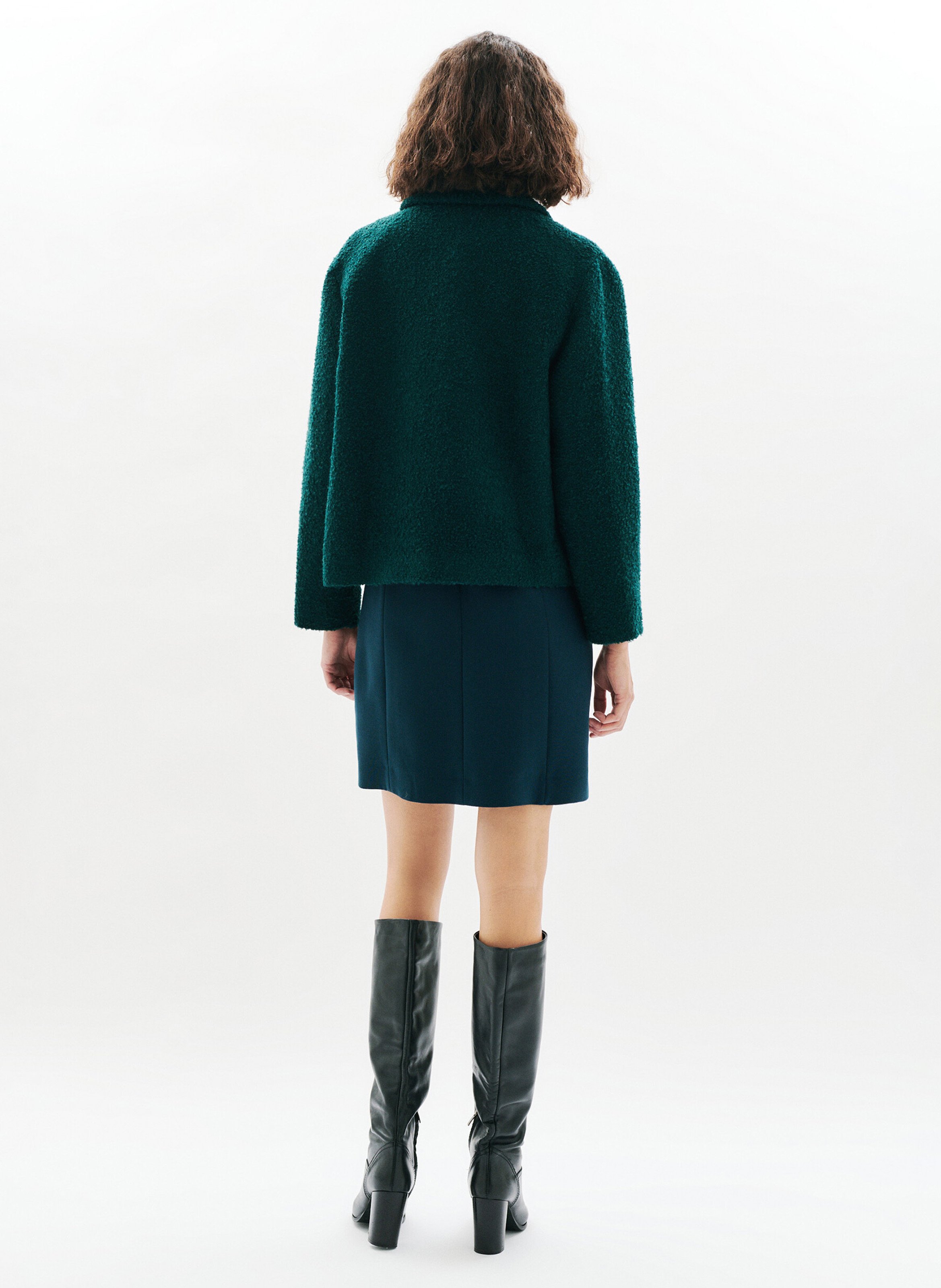 Solid Buttoned Straight Jacket CAROLL Blue