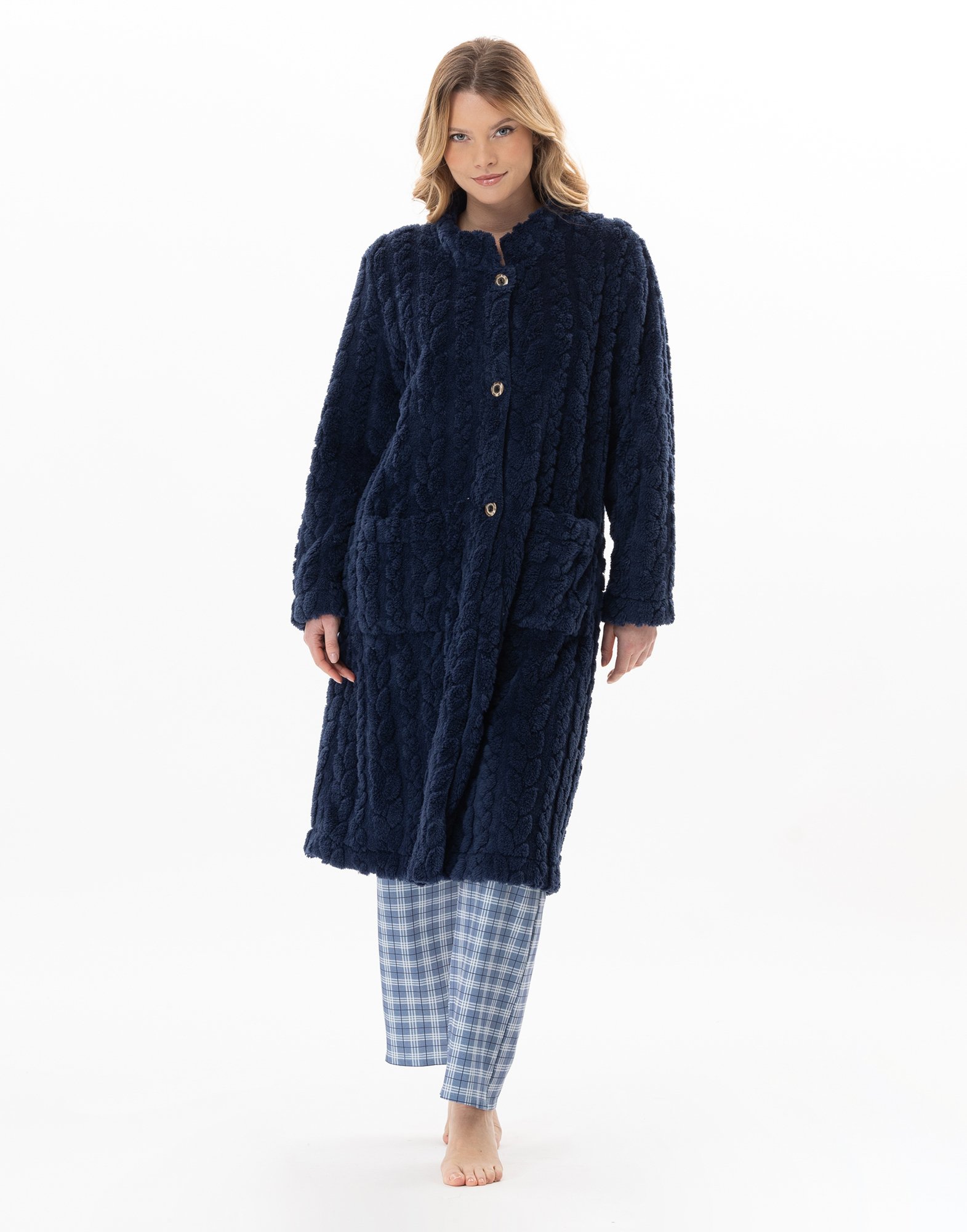 Braided effect button-up dressing gown LE CHAT Blue