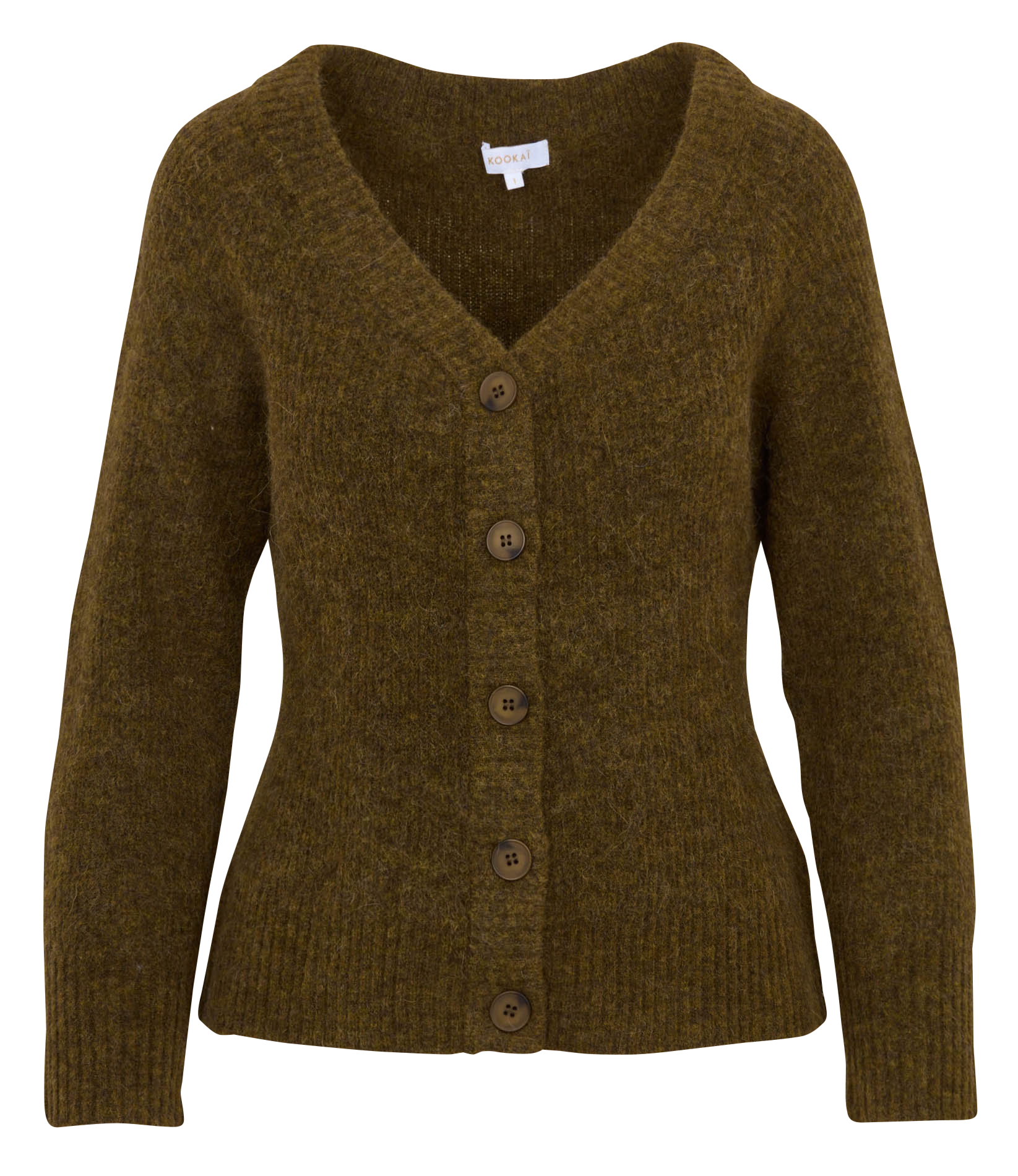 Getailleerd vest met knopen van gemengde wol KOOKAI Kaki