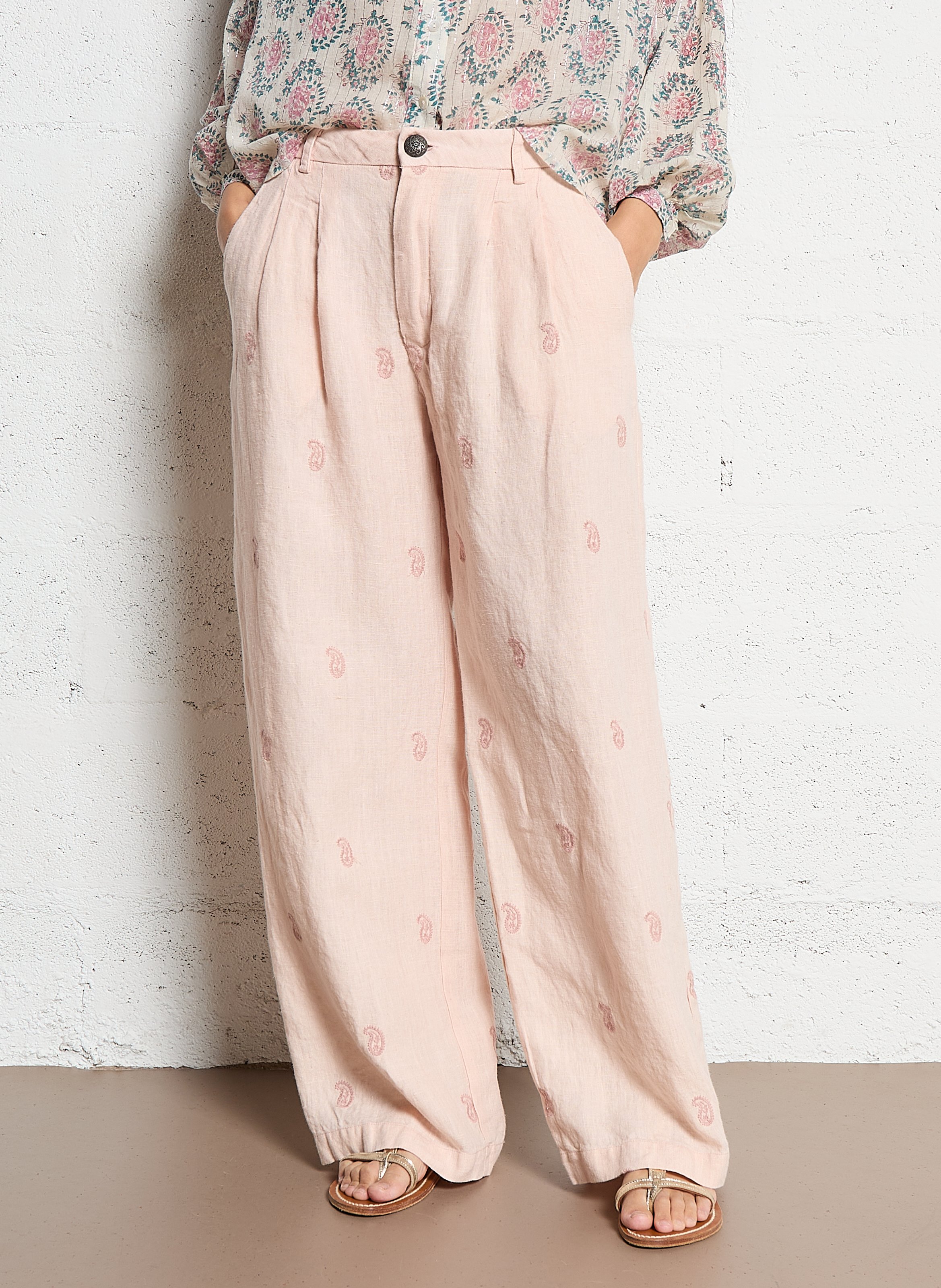 Gerade Hose mit bestickten Mustern MAISON HOTEL Rosa