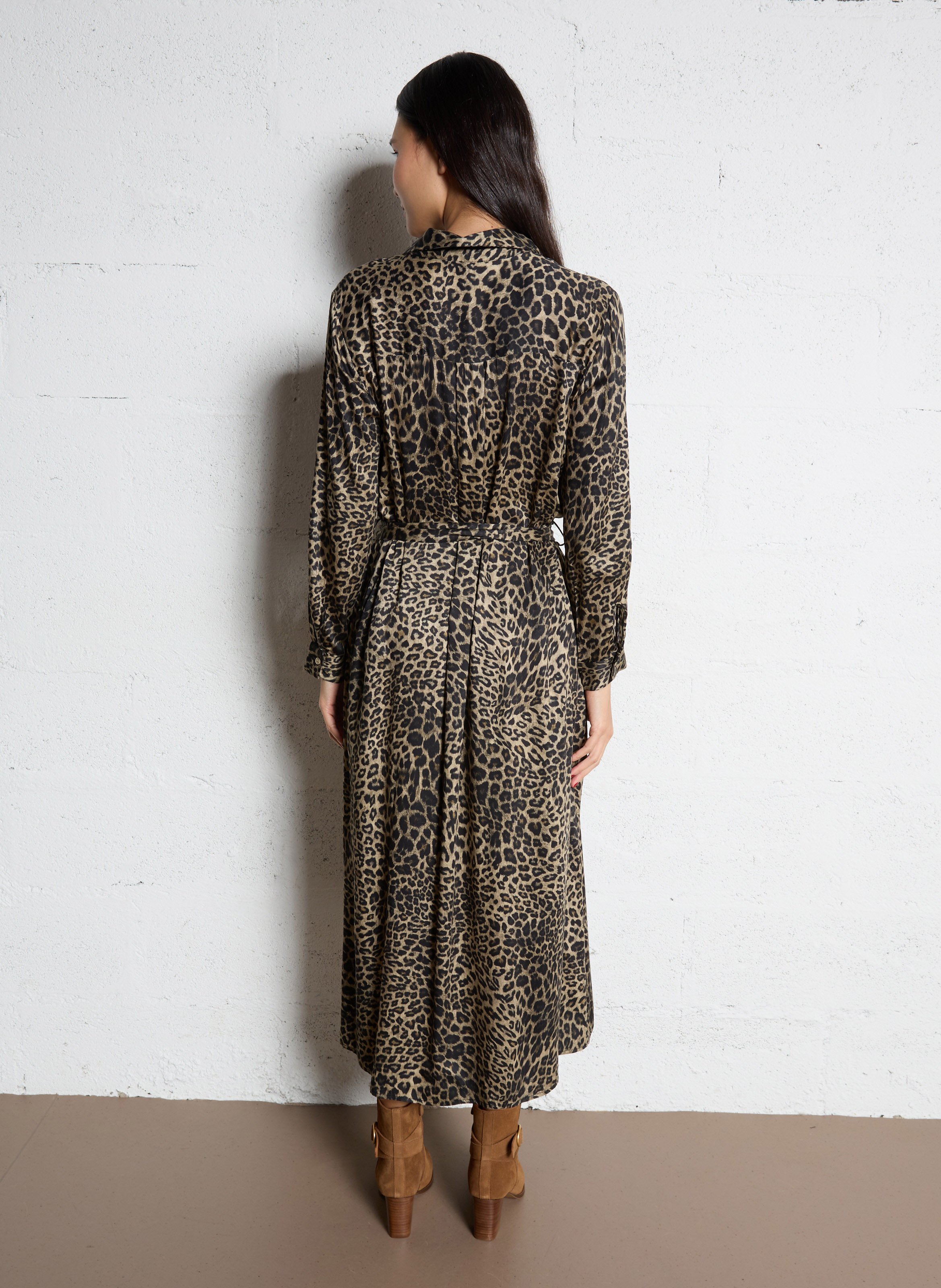 Robe longue col V imprimé léopard IMPERIAL Multicolore