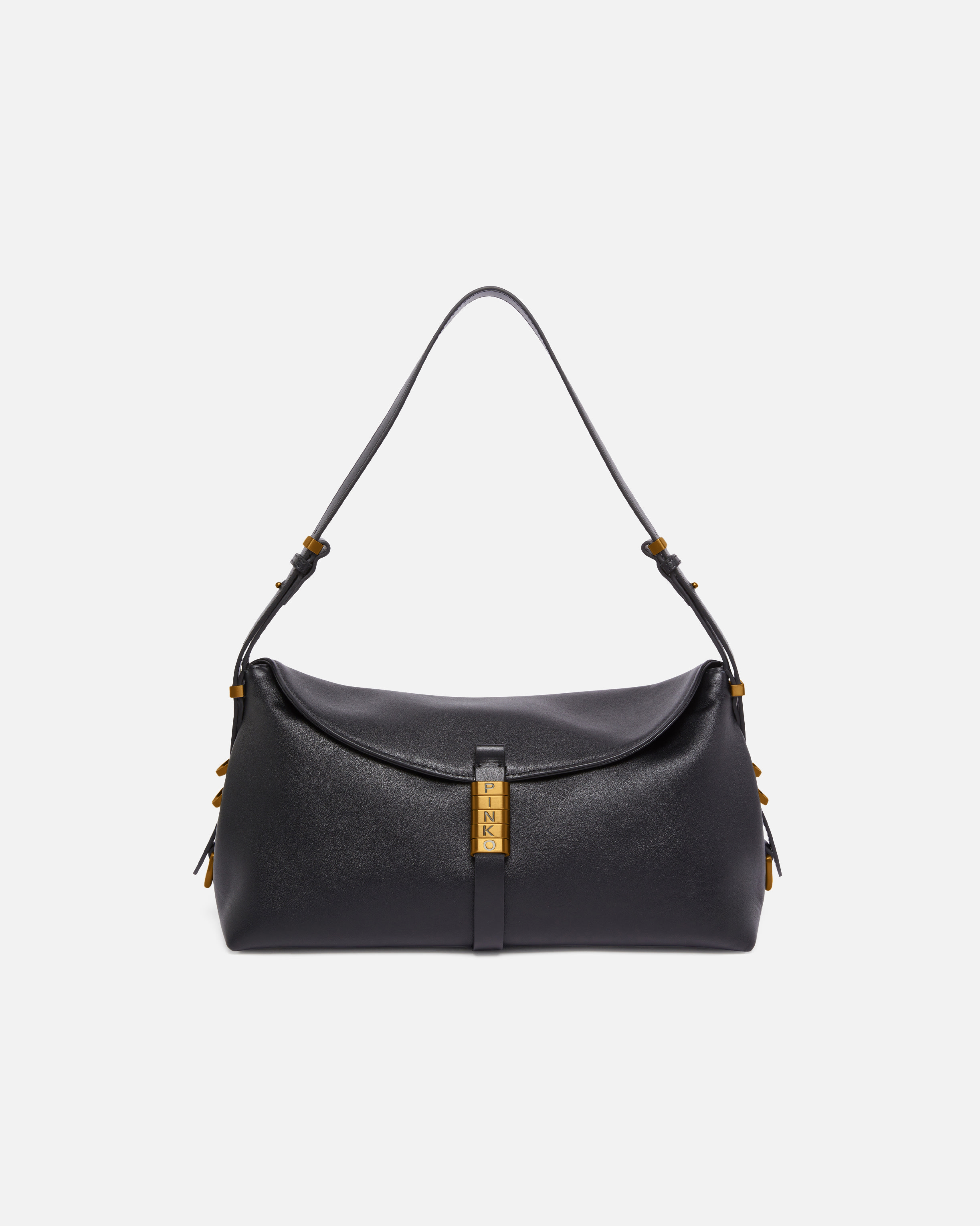 Sac porté épaule moyen saddle bag en cuir PINKO Noir