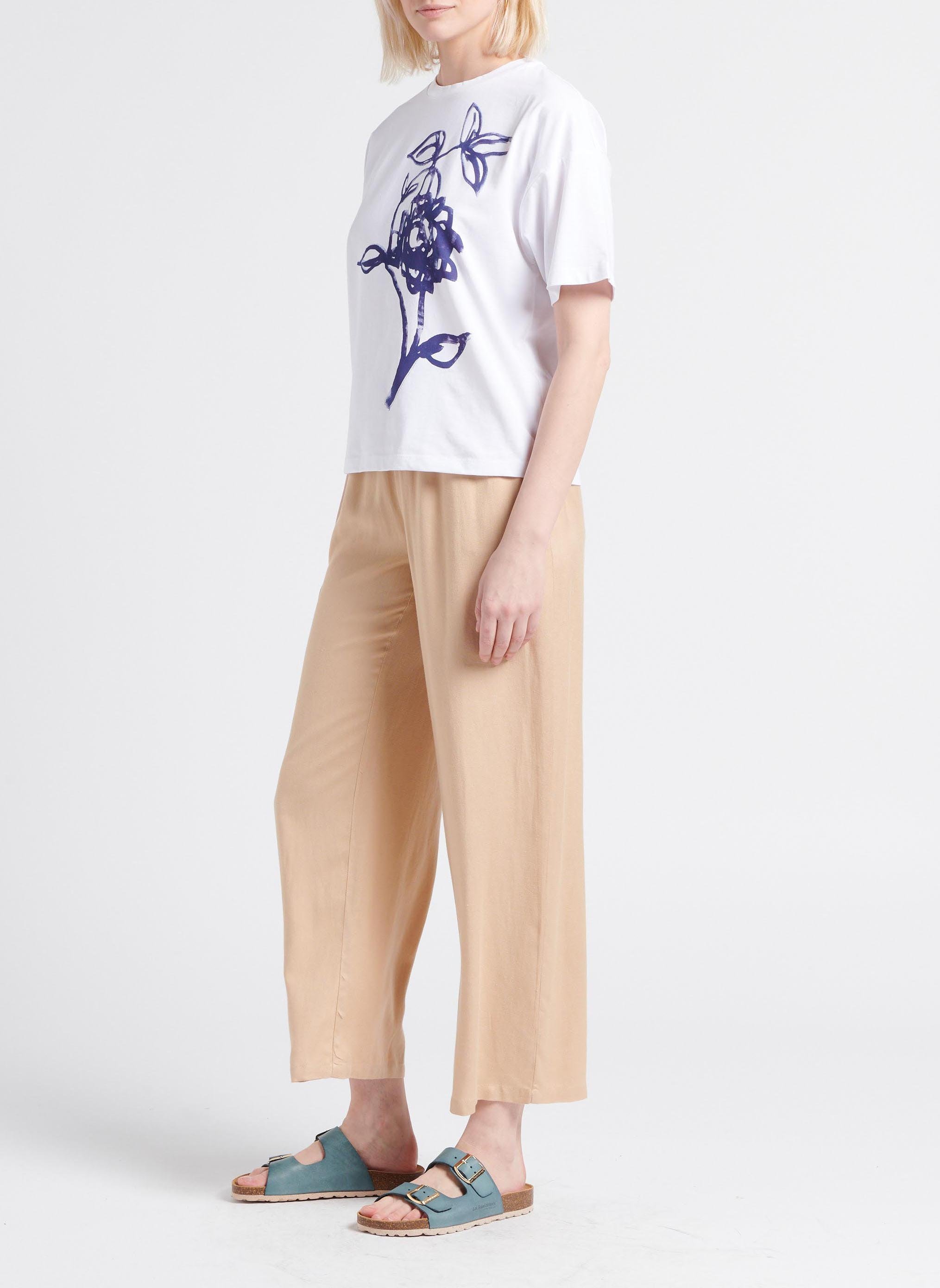 Pantalon large taille haute VILA Beige