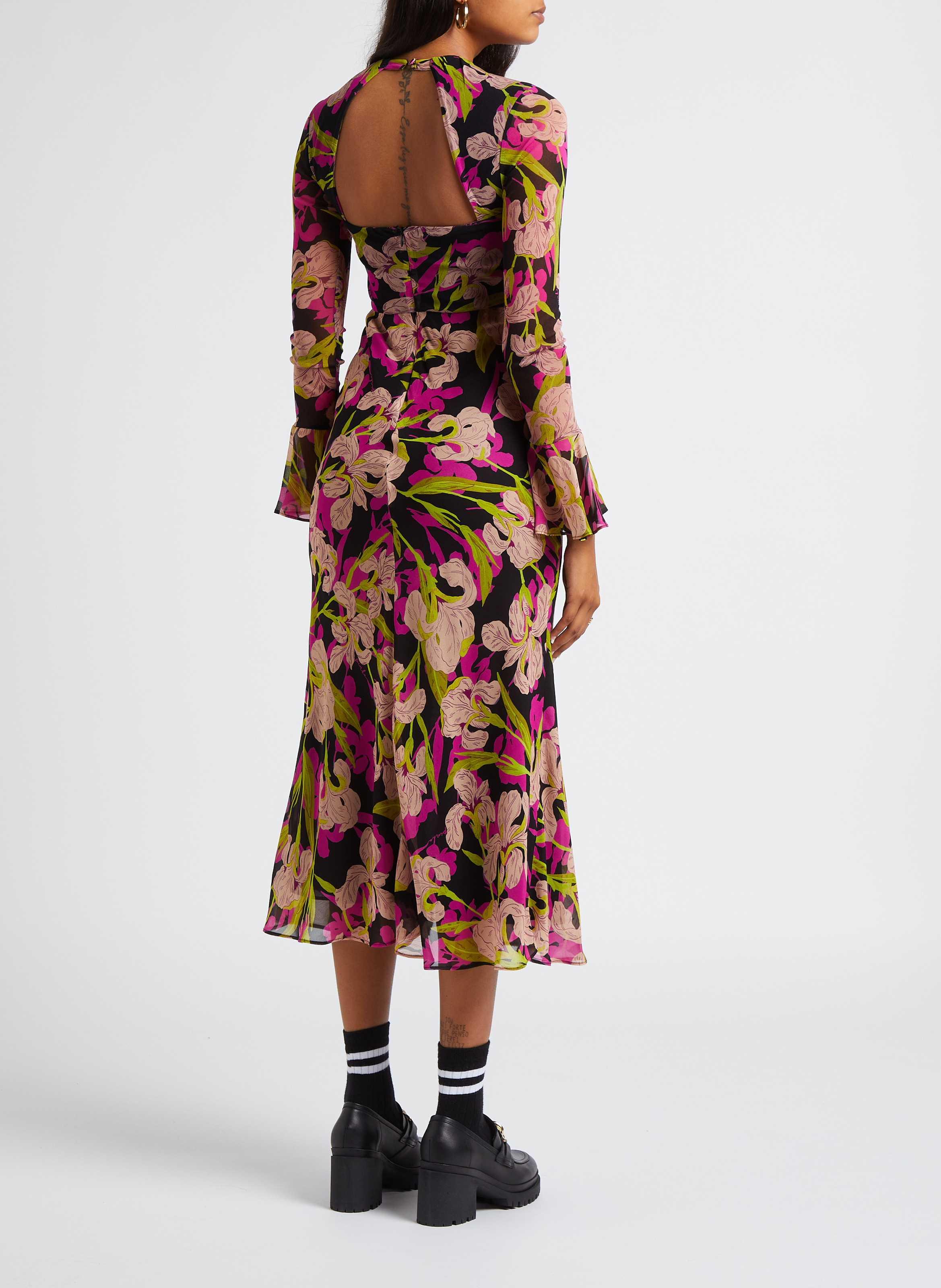 Lange jurk met ronde hals en print PINKO Veelkleurig