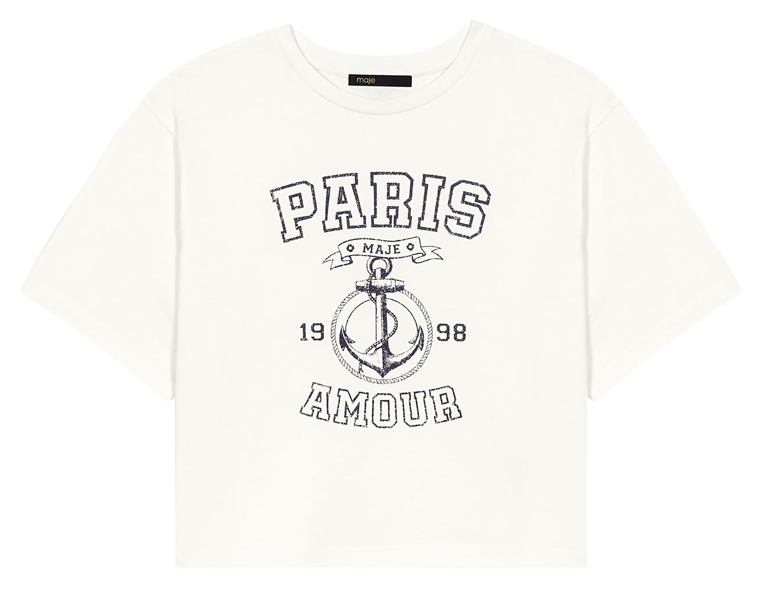 Tee-shirt col rond imprimé MAJE Blanc