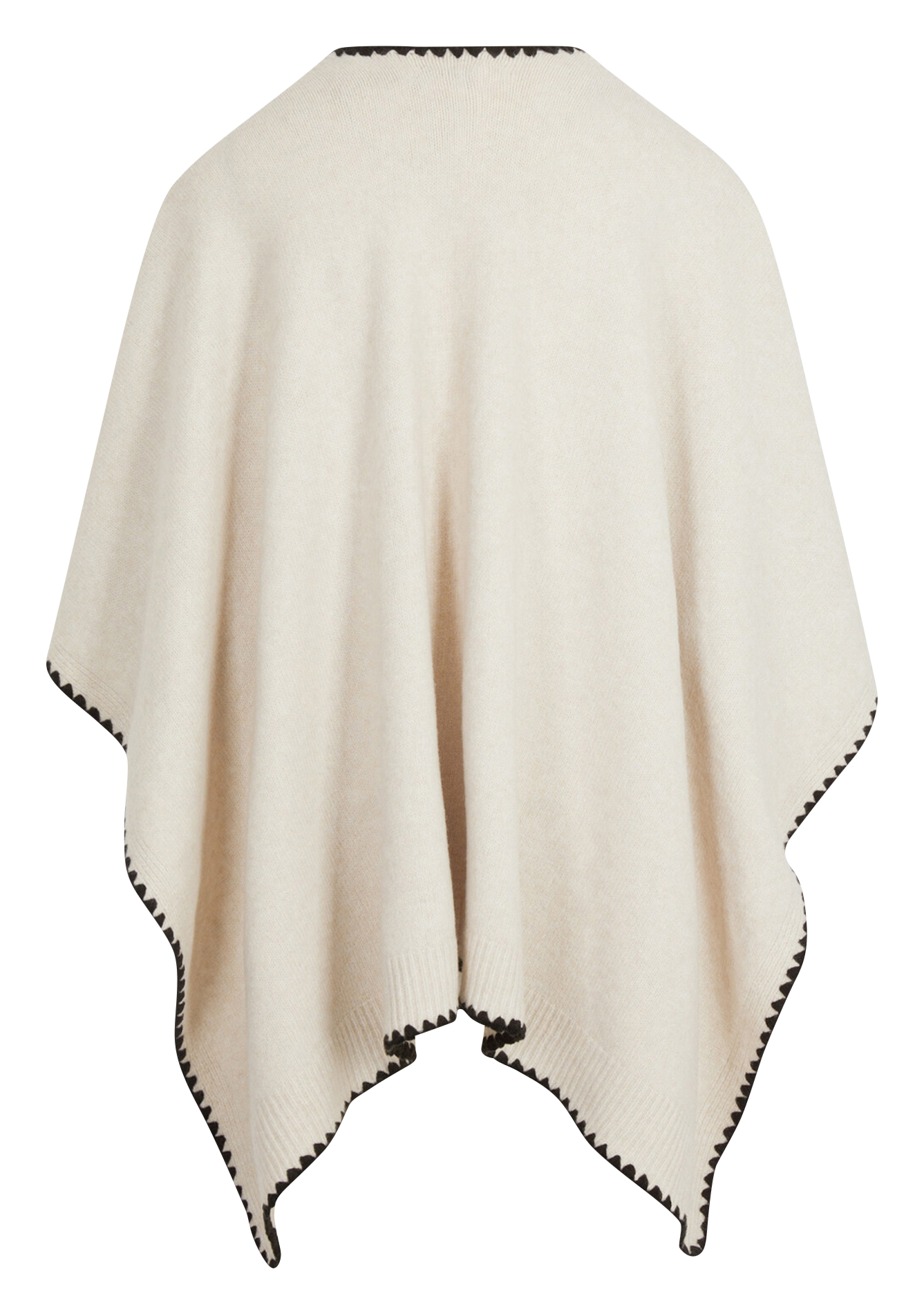 Poncho ample uni à bords contrastés MORGAN Beige