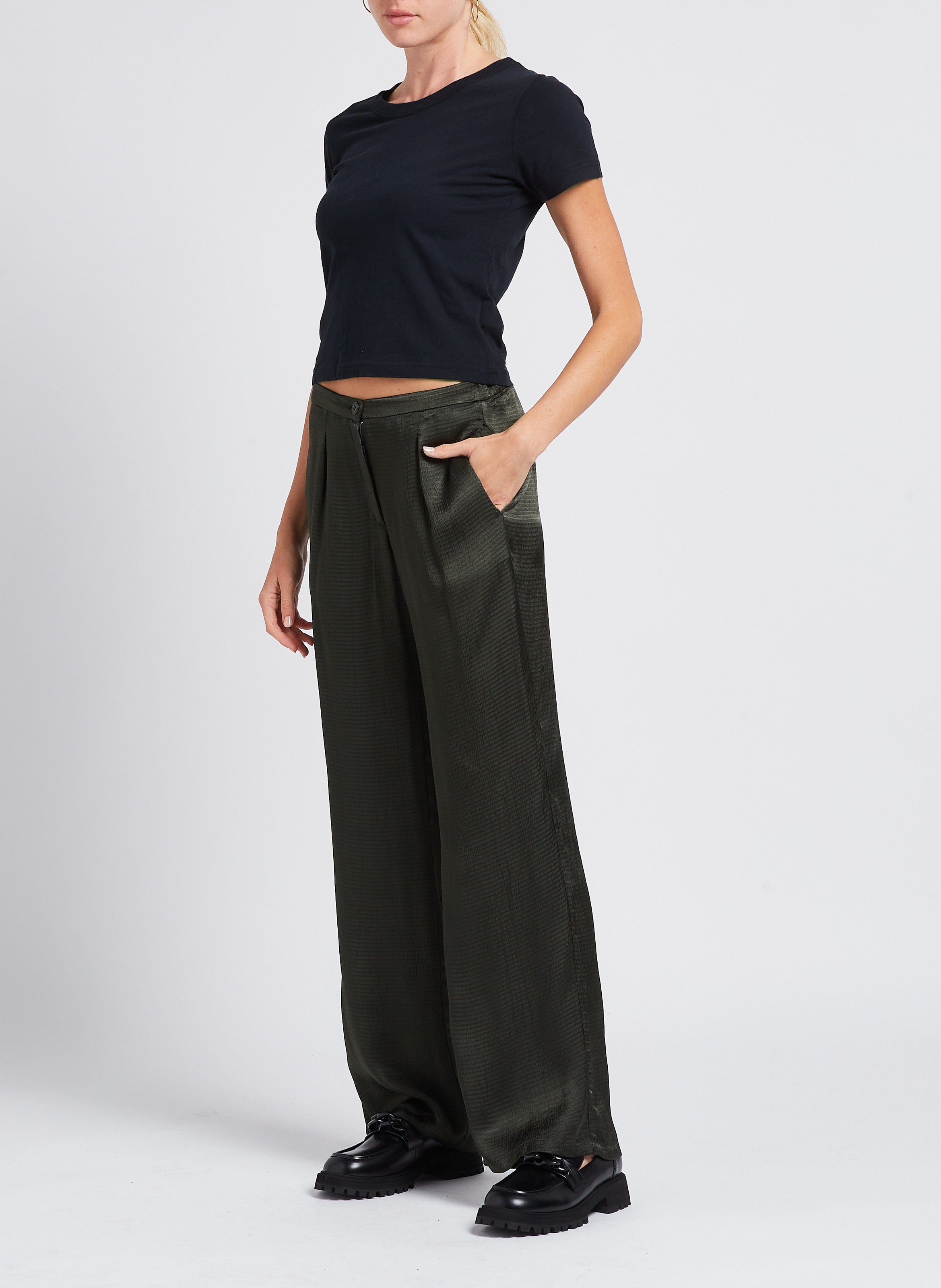 Kurzes Rundhals-T-Shirt aus Baumwolle AMERICAN VINTAGE Schwarz