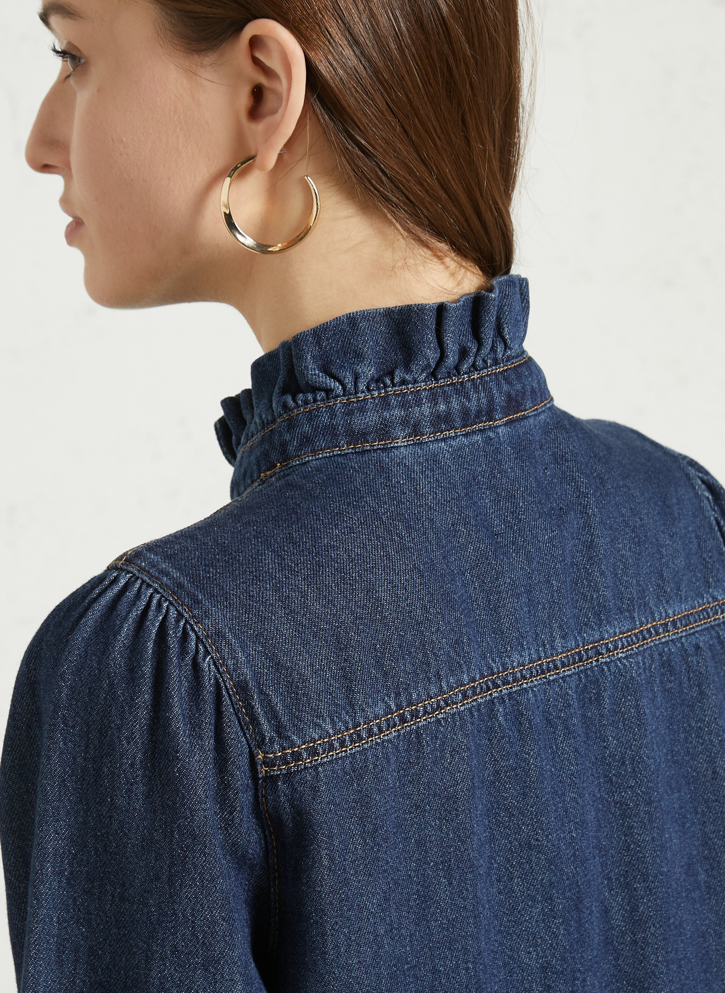 Robe courte col rond en coton MAISON 123 Bleu