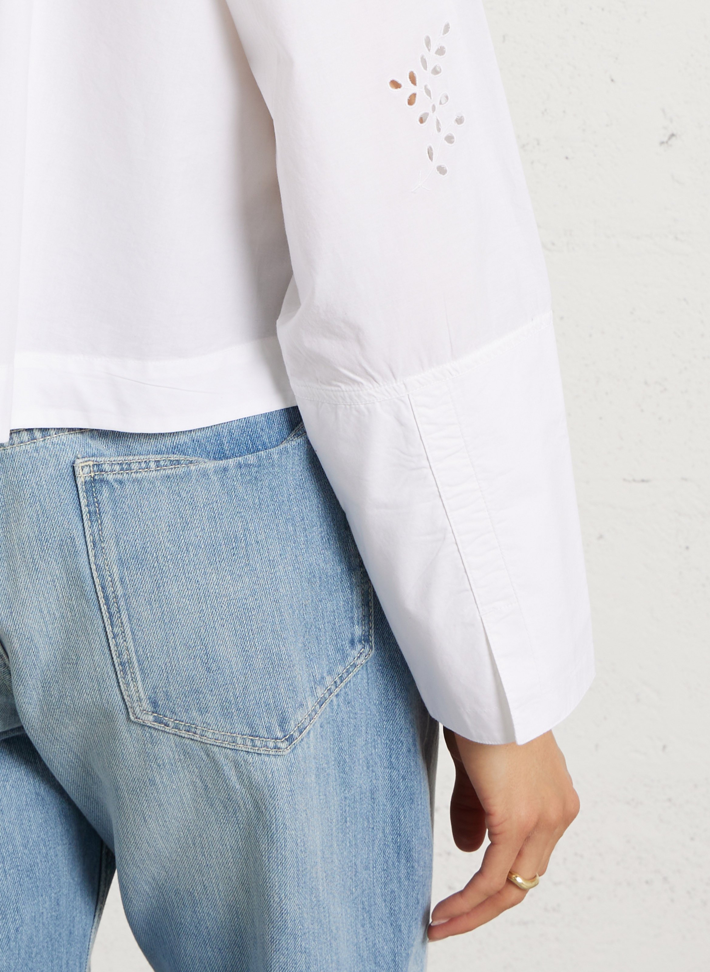 Katoenen blouse met ronde hals SOEUR Wit