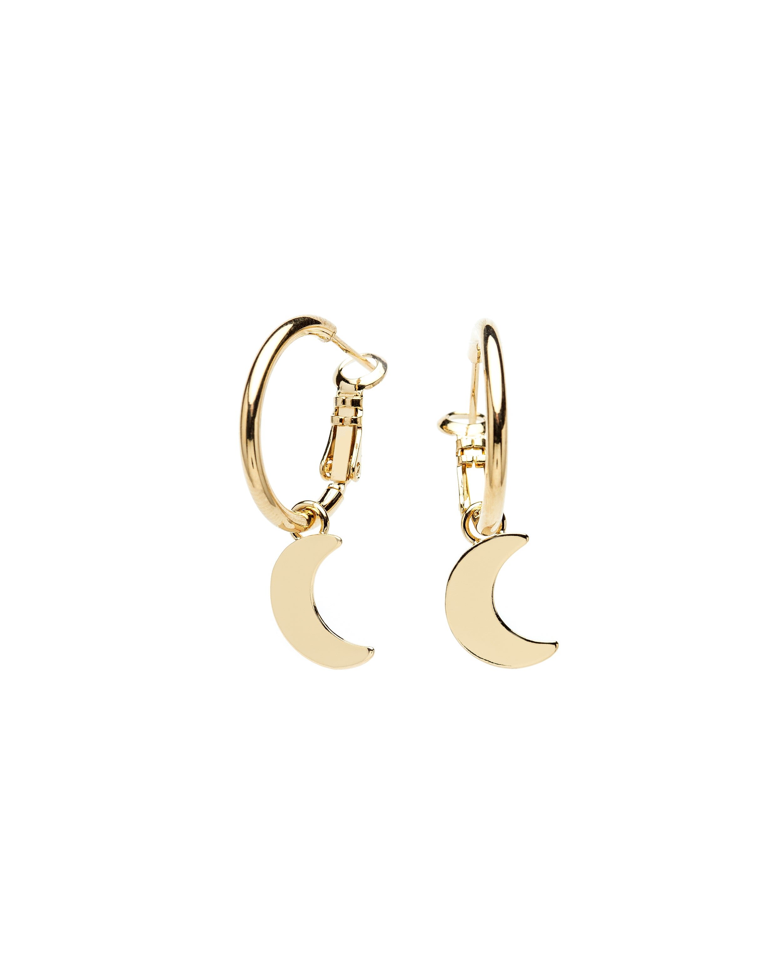 Small crescent moon gold-plated hoop earrings MONSIEUR SIMONE