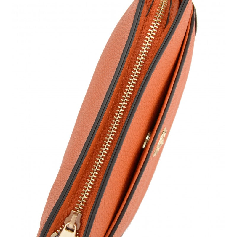 Crossbody bag in cowhide leather Orange