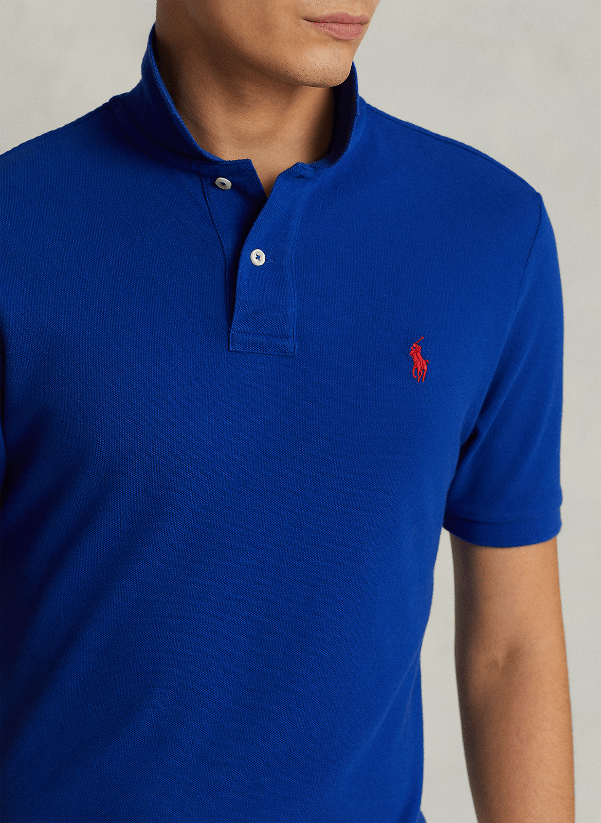 Slim-fit cotton piqué polo shirt POLO RALPH LAUREN Blue
