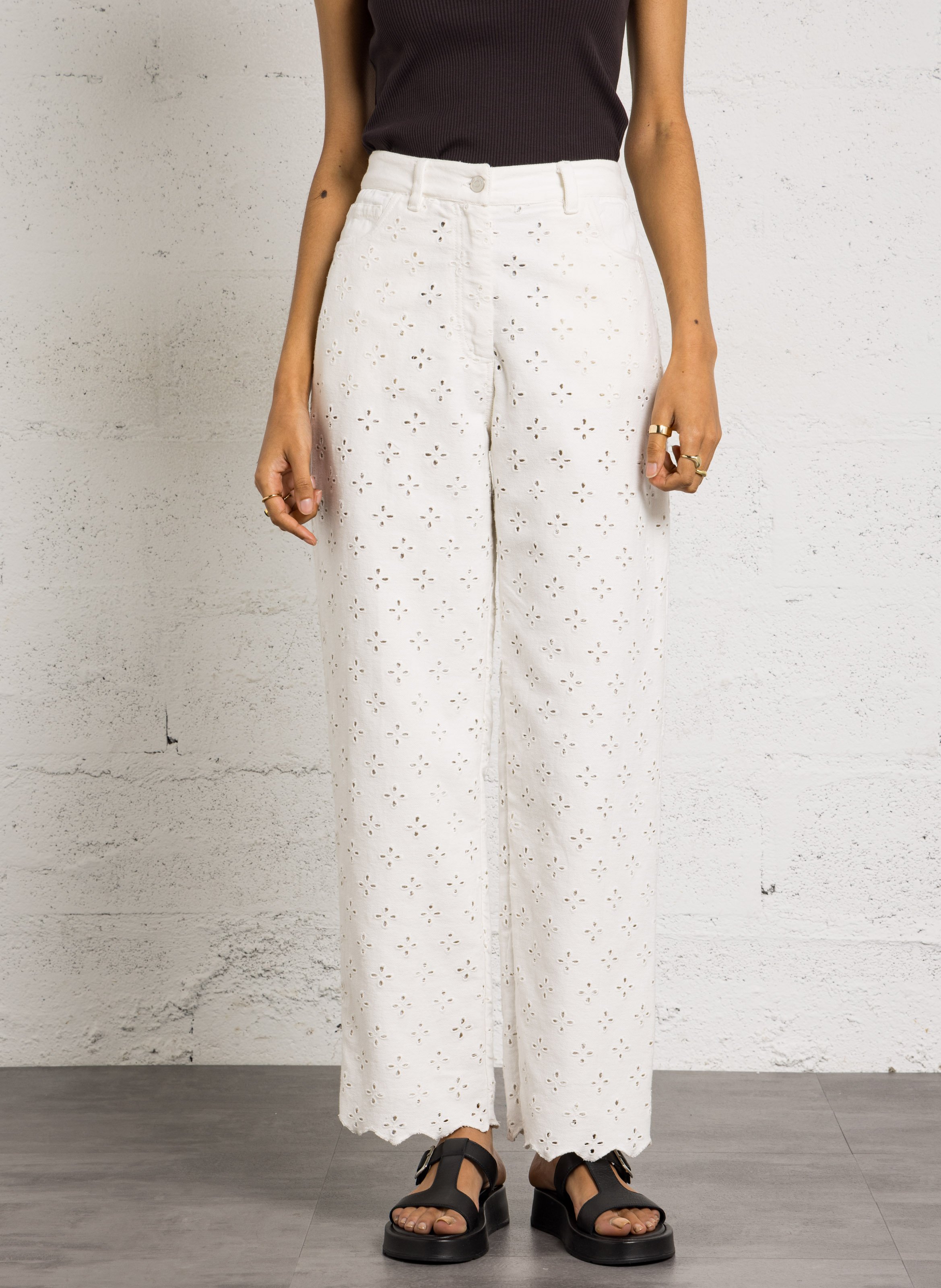 Rechte katoenen broek THE NEW SOCIETY Wit