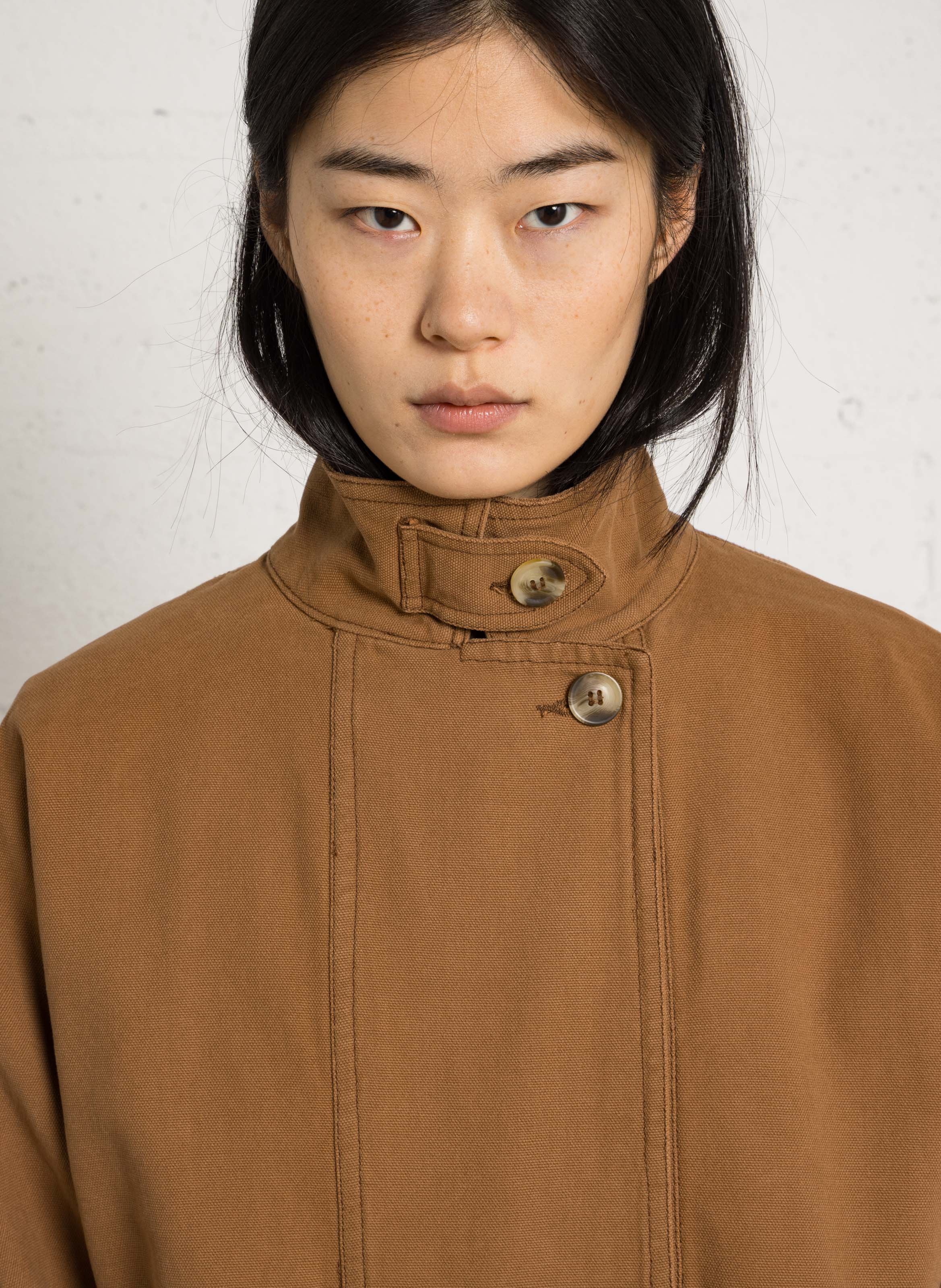 Oversize-Jacke aus Baumwolle mit Stehkragen LEON & HARPER Braun