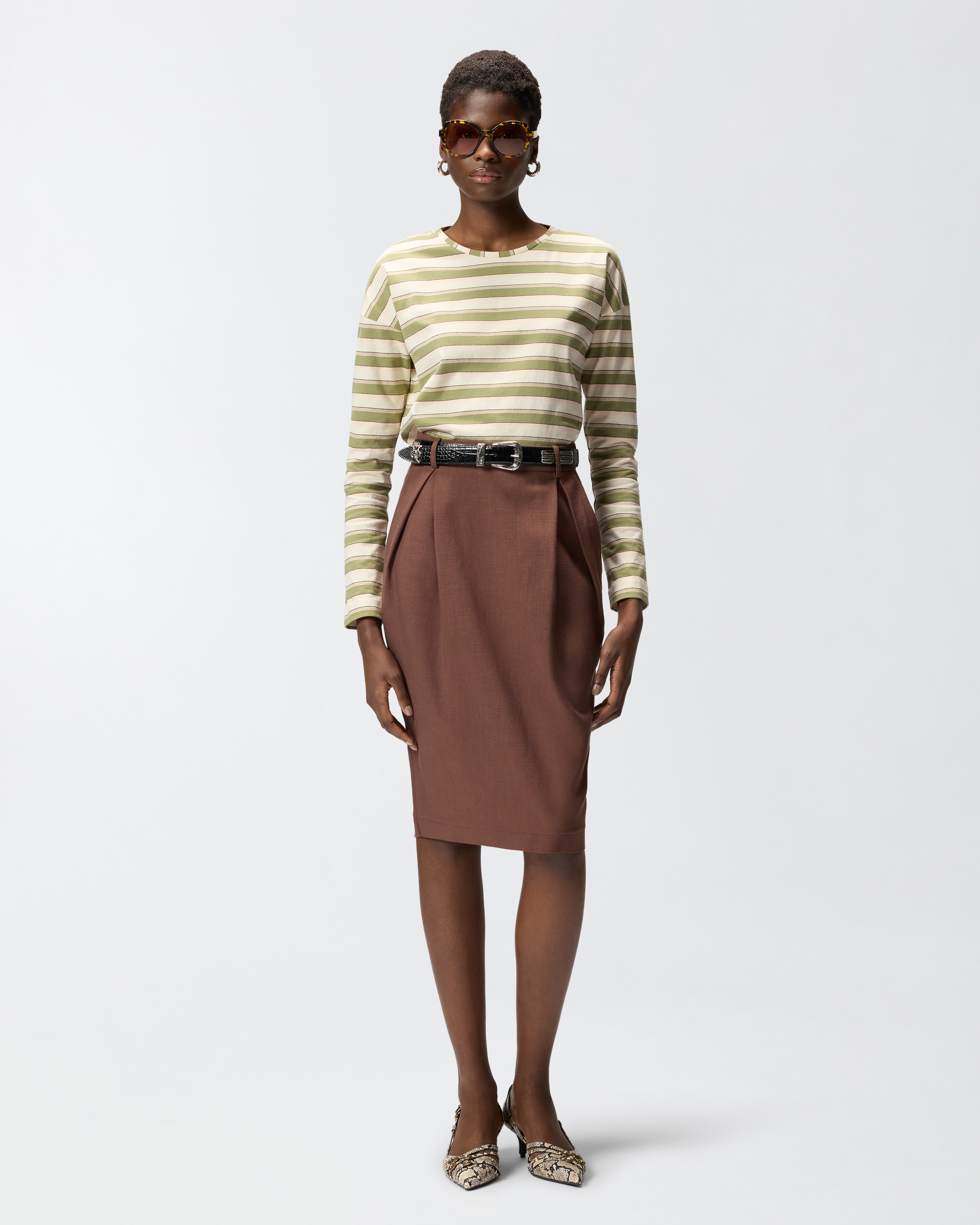 Pull en jersey rayé avec col structuré PINKO Multicolore