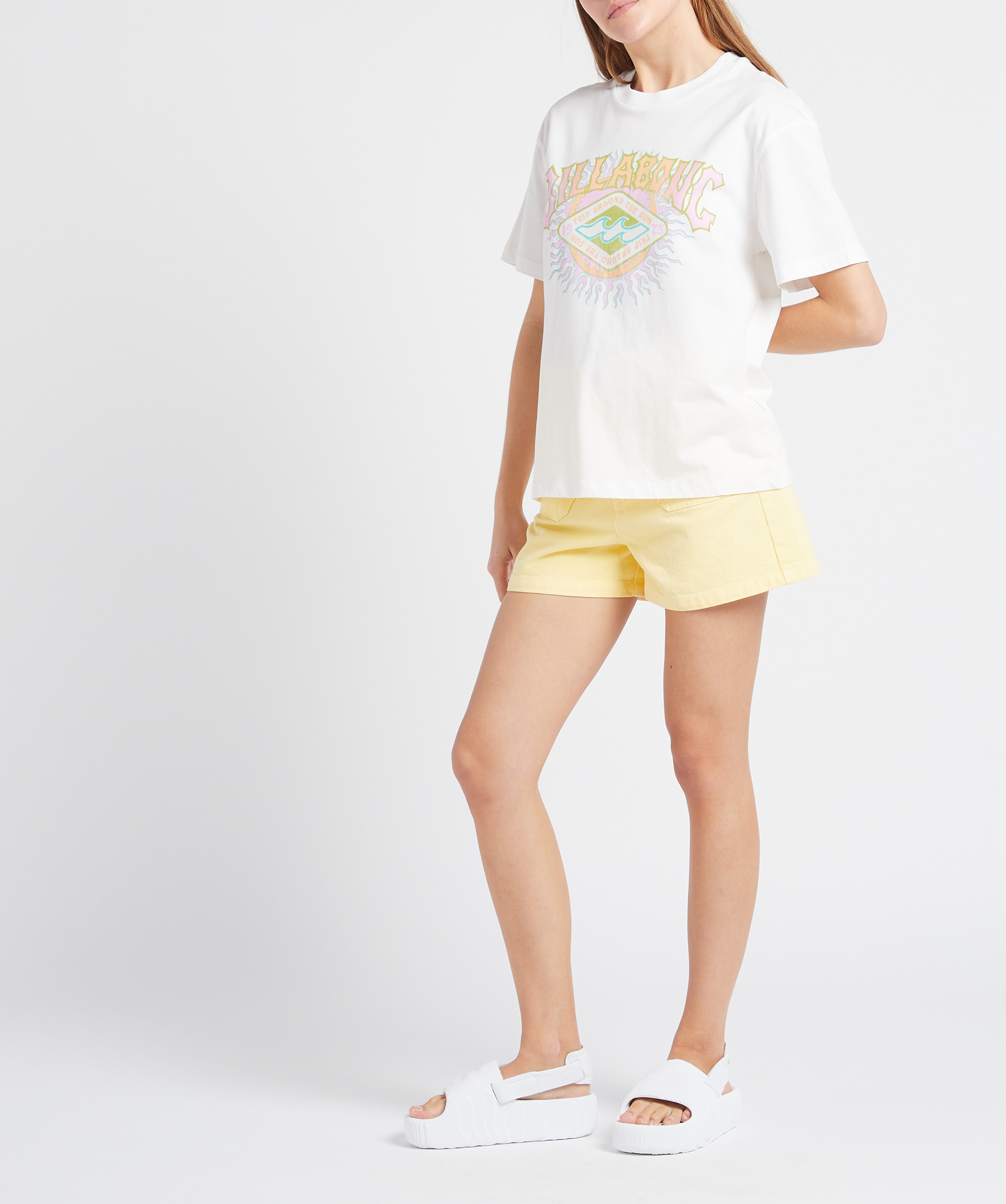 Short droit taille haute en coton INDEE Jaune
