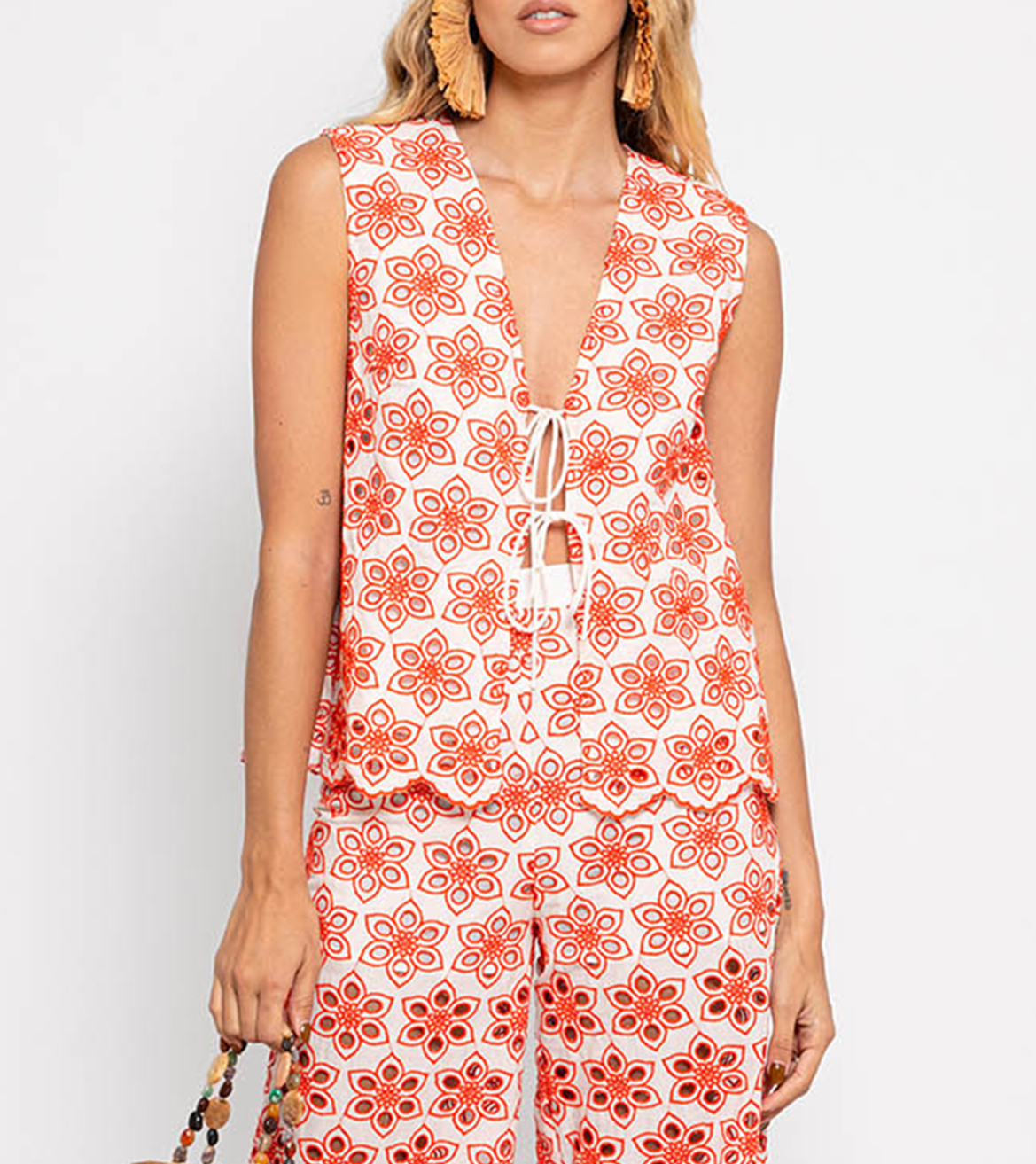 Besticktes, ärmelloses Oberteil  SUNDRESS Rot