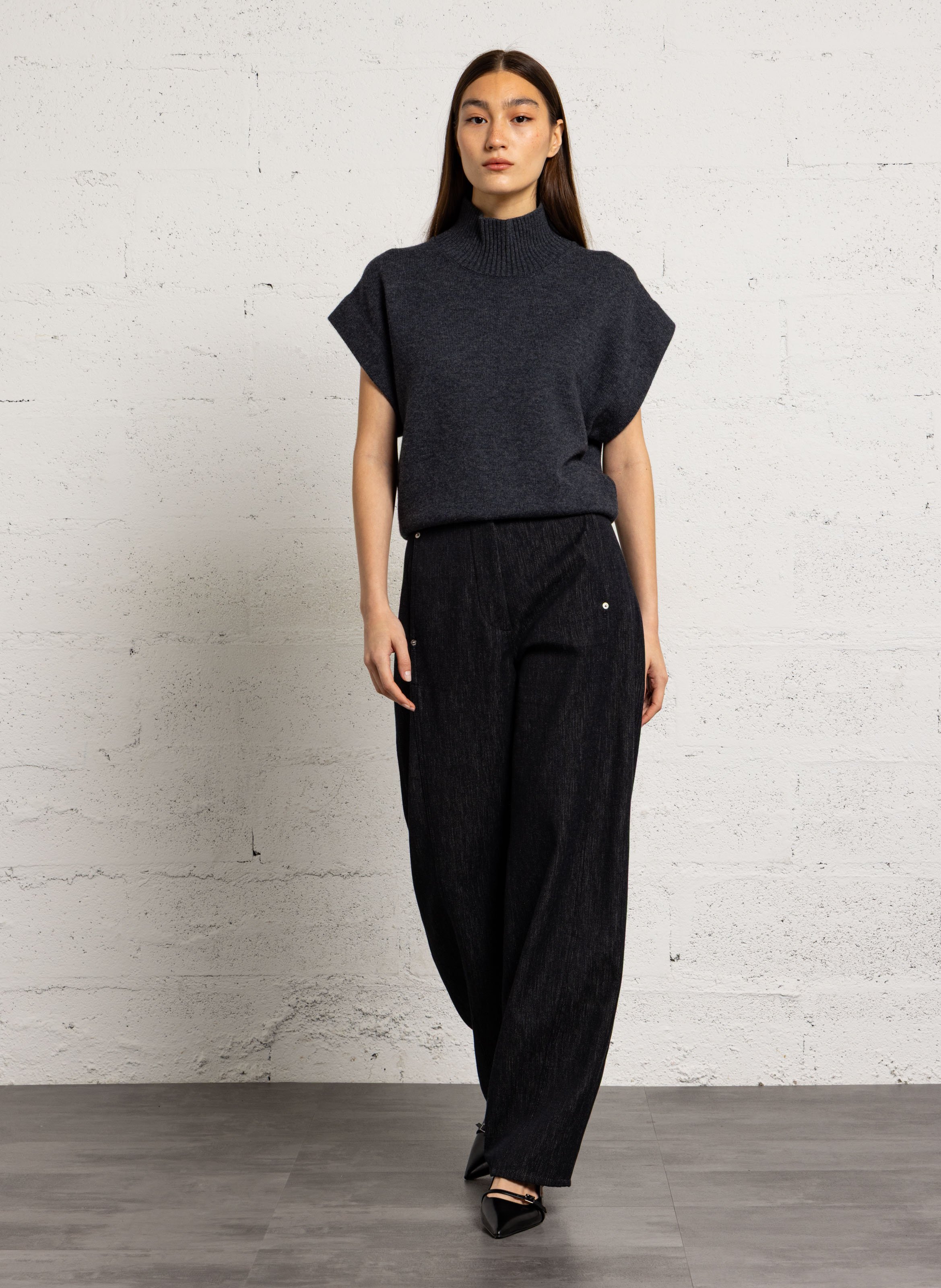 Pull oversize col montant en laine MARGAUX LONNBERG Gris