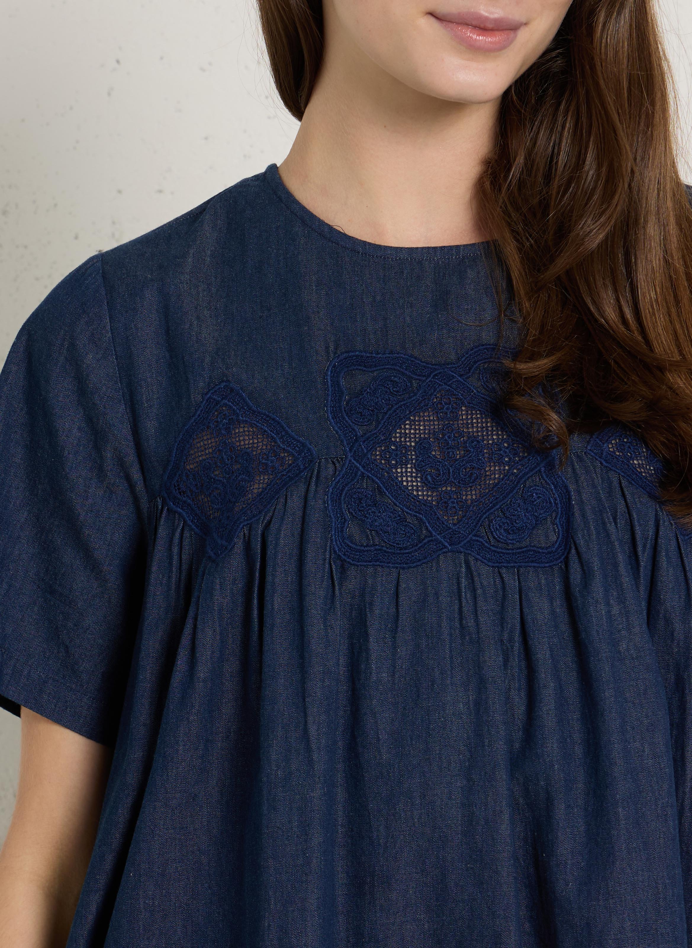Robe courte ample en coton SUD EXPRESS Noir