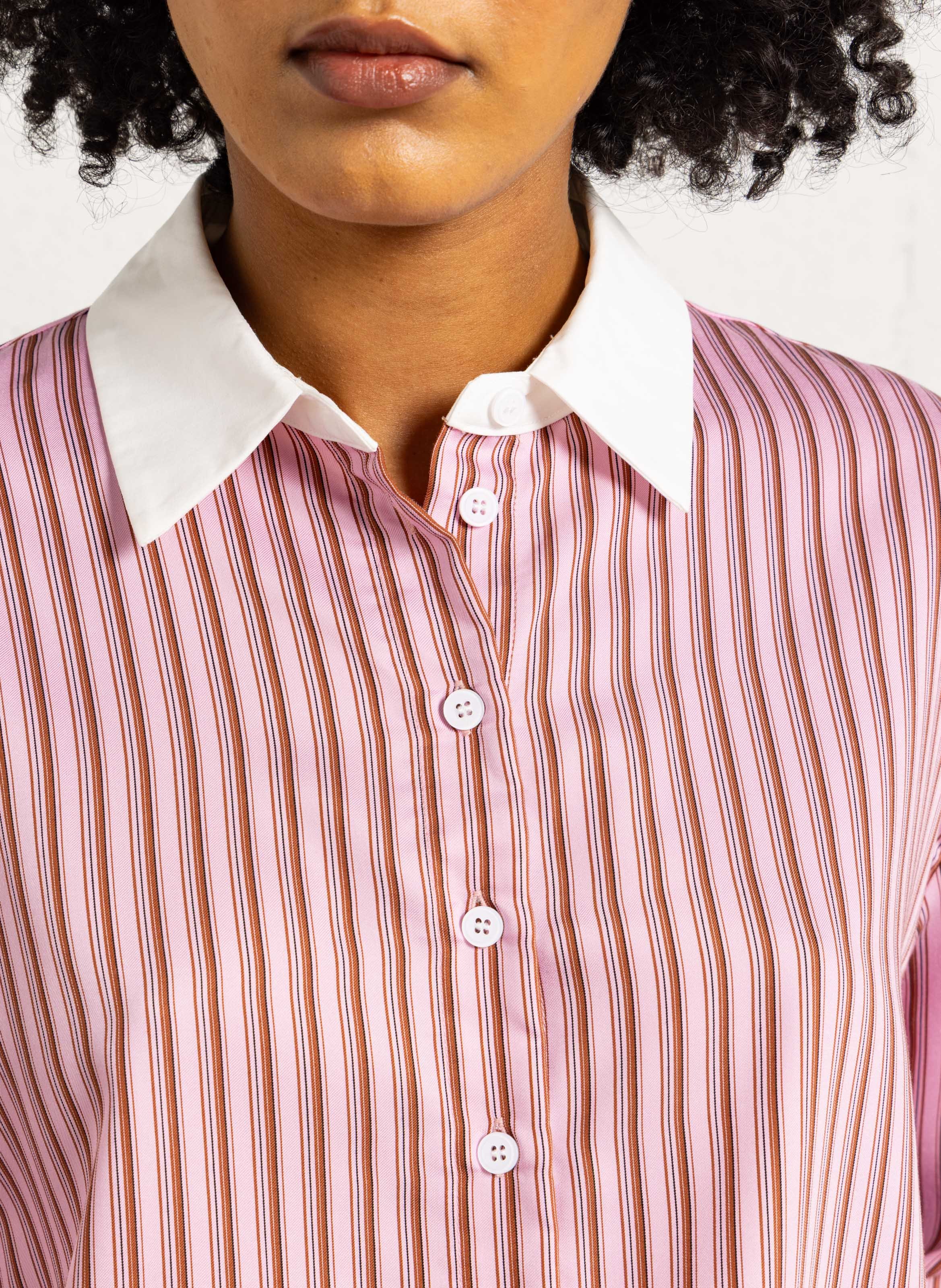 Oversized striped shirt with classic collar SUNCOO Pink