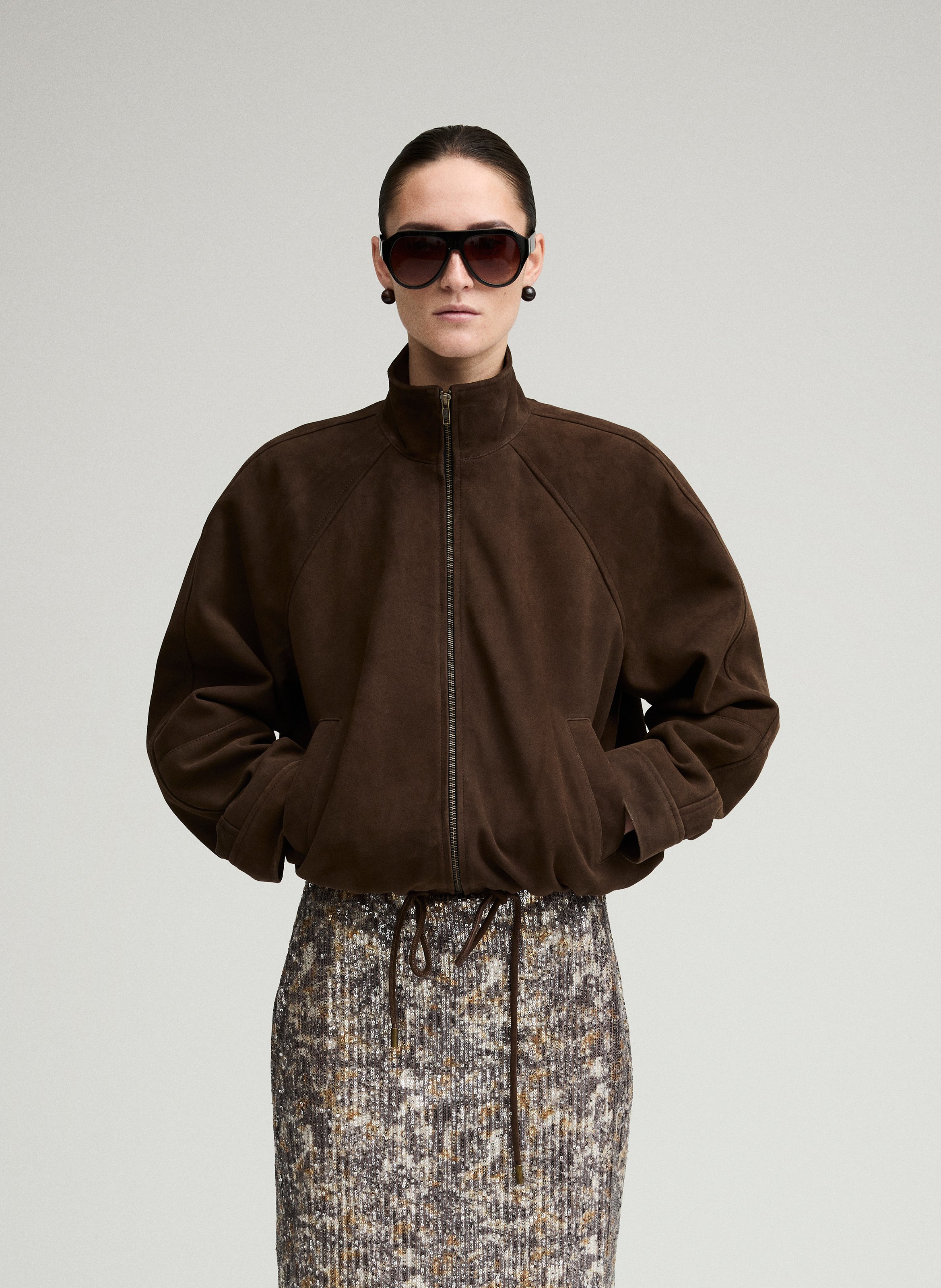 Veste oversize en cuir ROUGE EDIT Marron