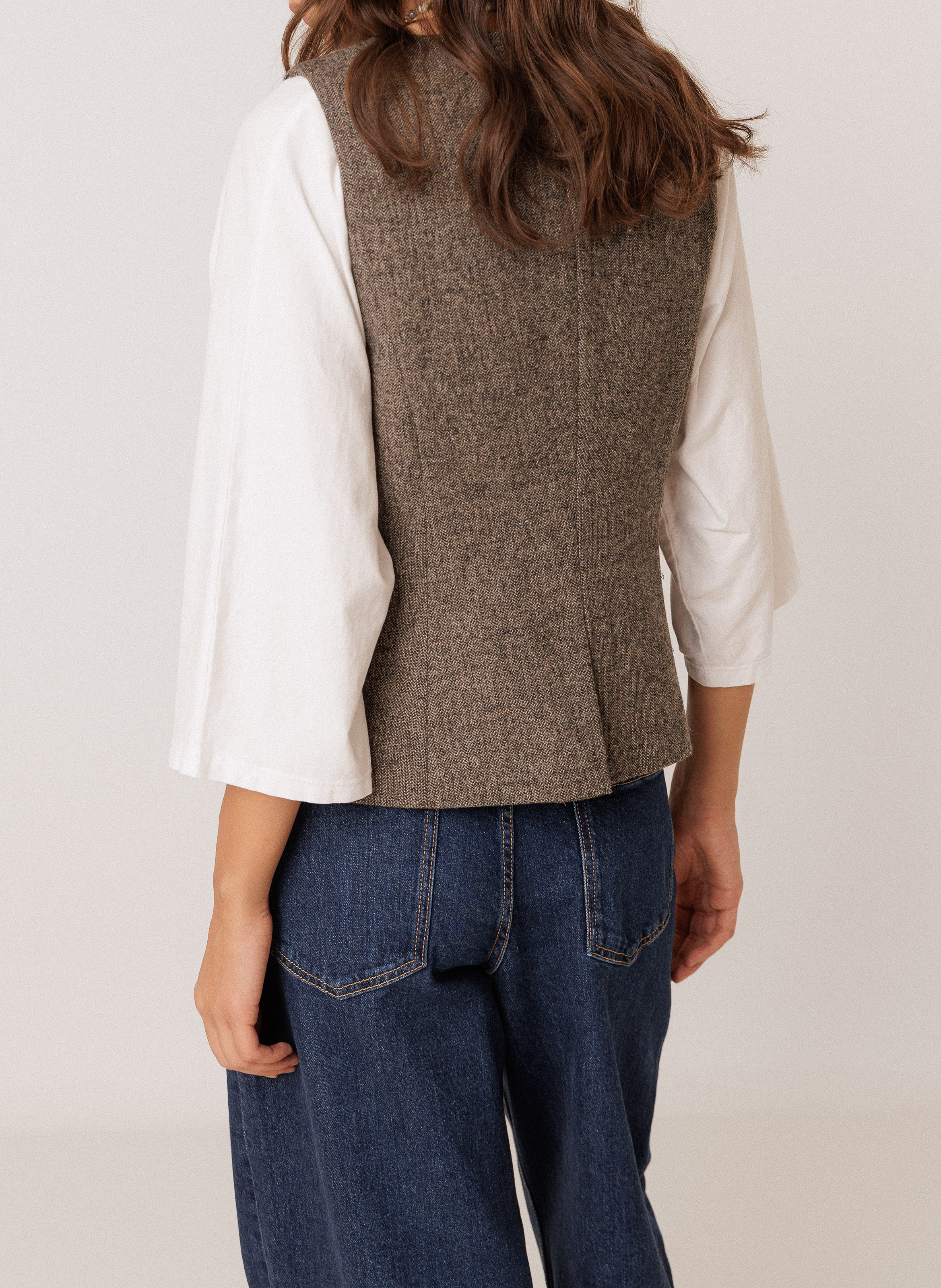Fitted wool blend vest INDI & COLD Brown