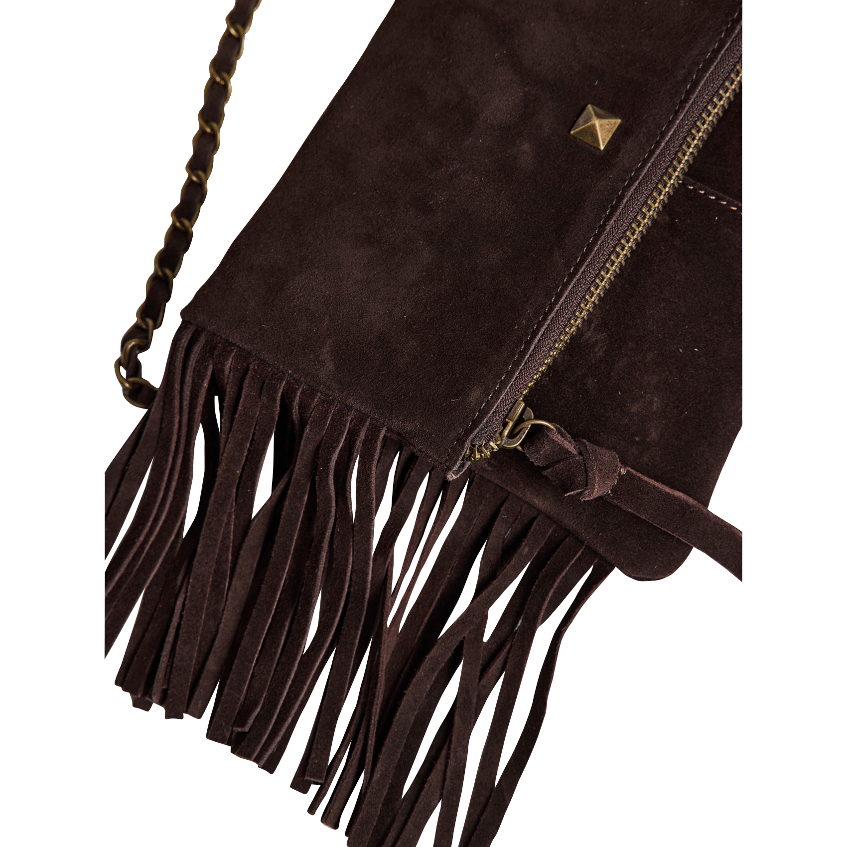 Leather shoulder bag PIECES Brown