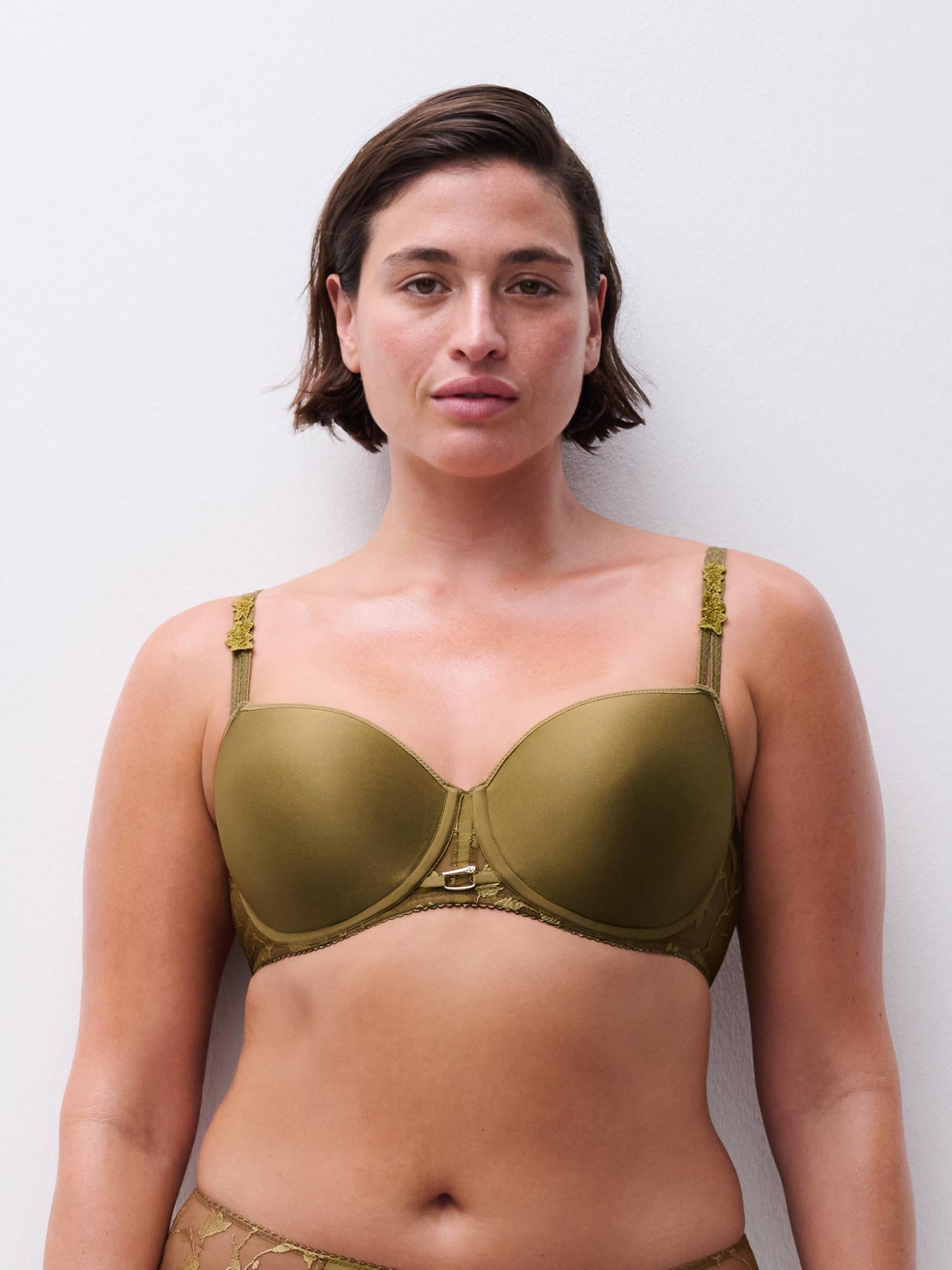 Memory foam balcony bra with floral embroidery CHANTELLE Green