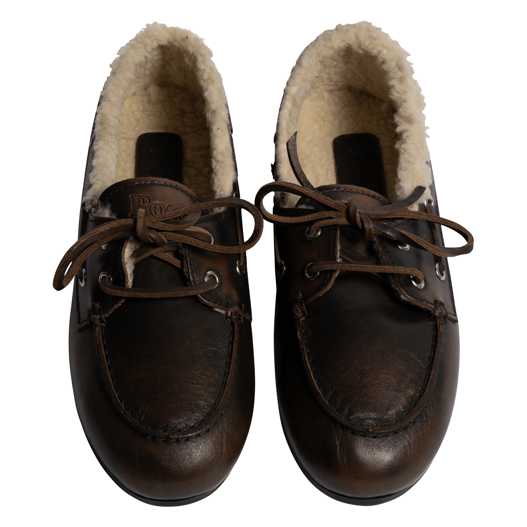 Mocasines con cordones de cuero mixto forrados POSA Marron