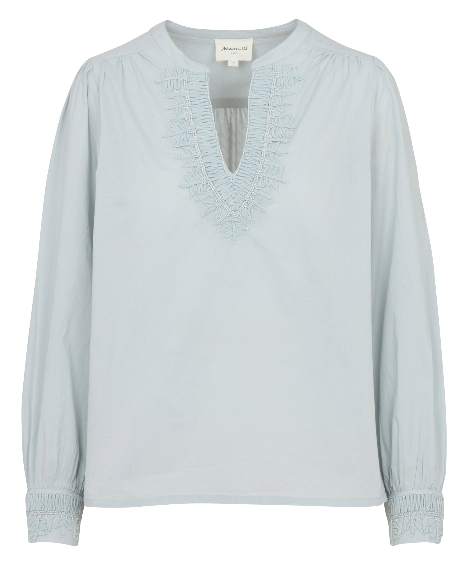 Blouse avec broderie en coton MAISON 123 Bleu
