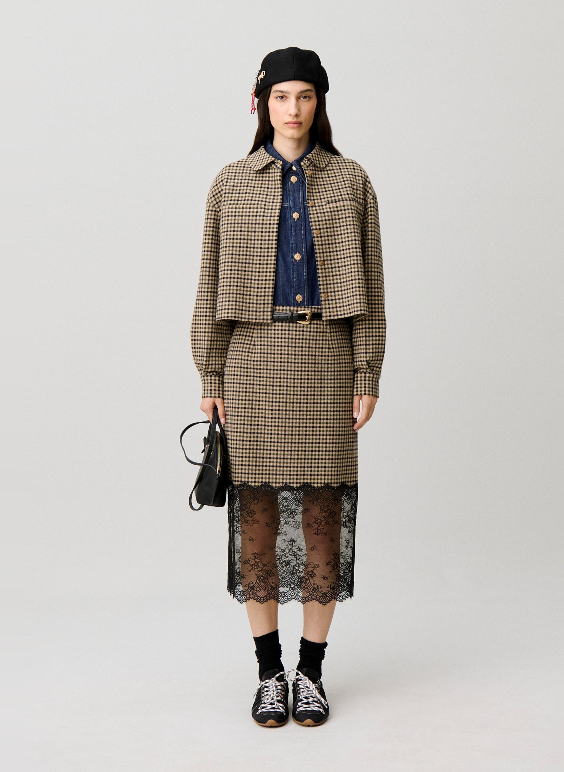 Jupe midi à détail dentelle CLAUDIE PIERLOT Multicolore
