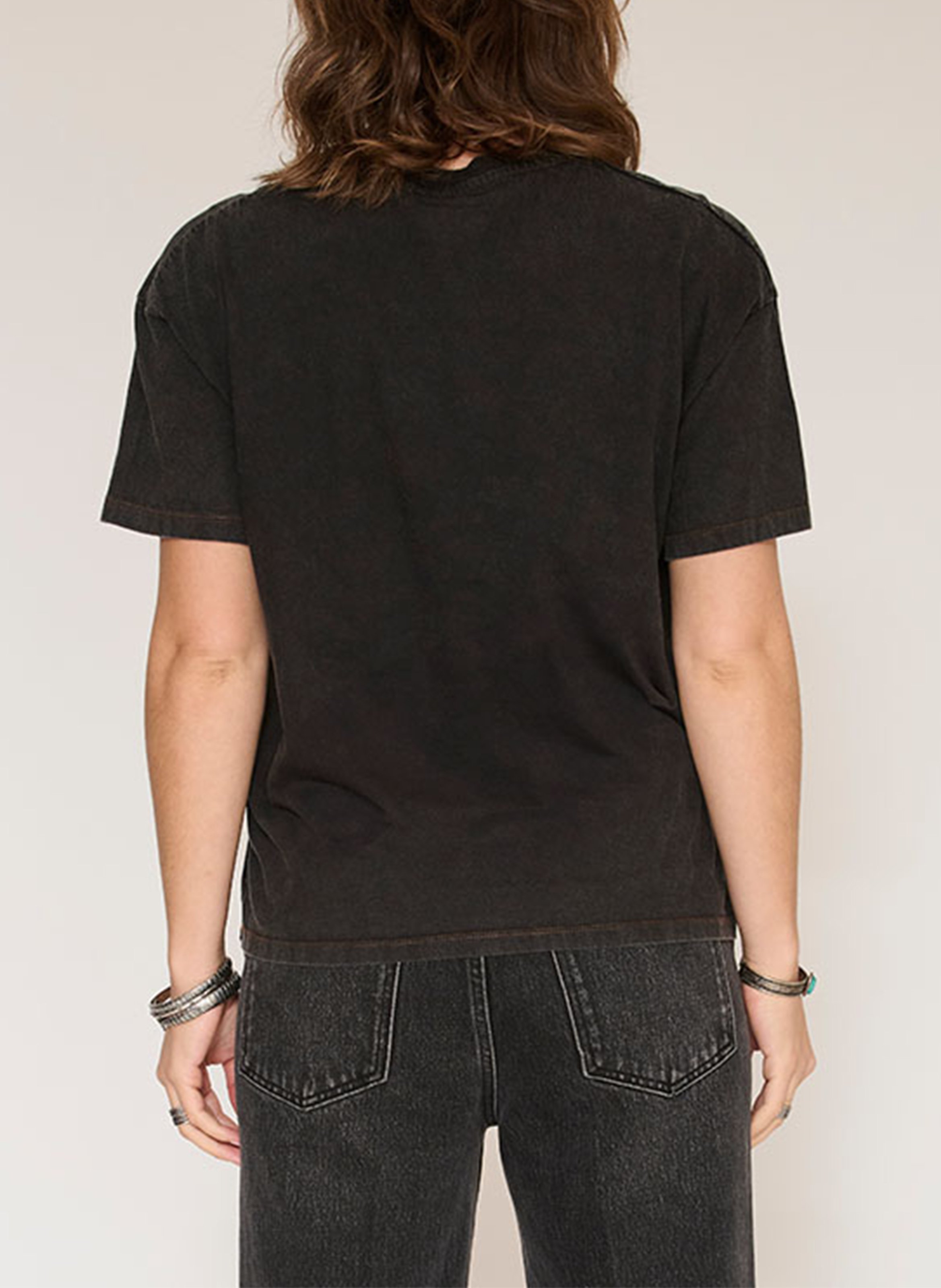 T-shirt droit sérigraphié en coton MKT Noir