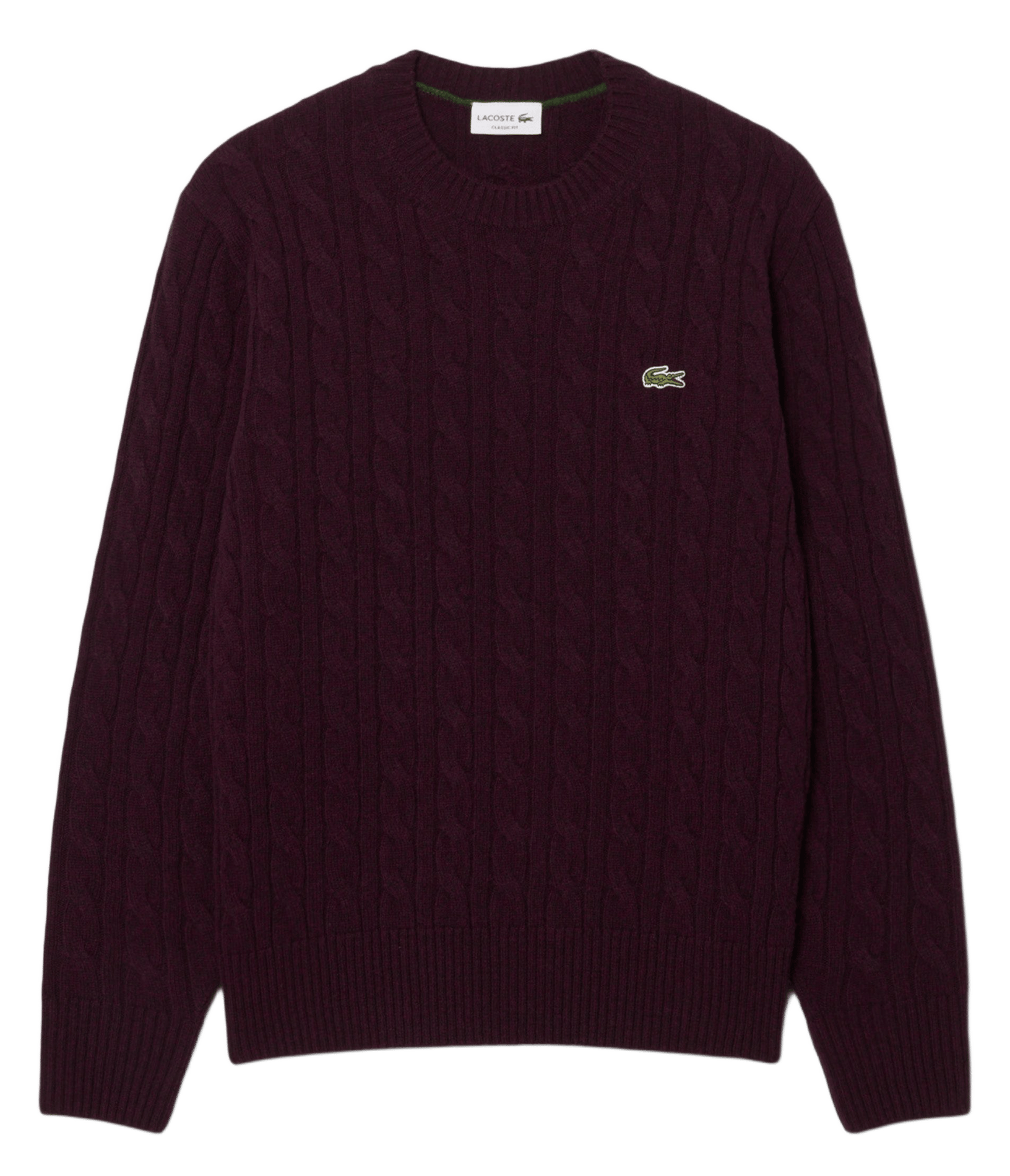 Straight wool cable-knit round-neck jumper LACOSTE Red