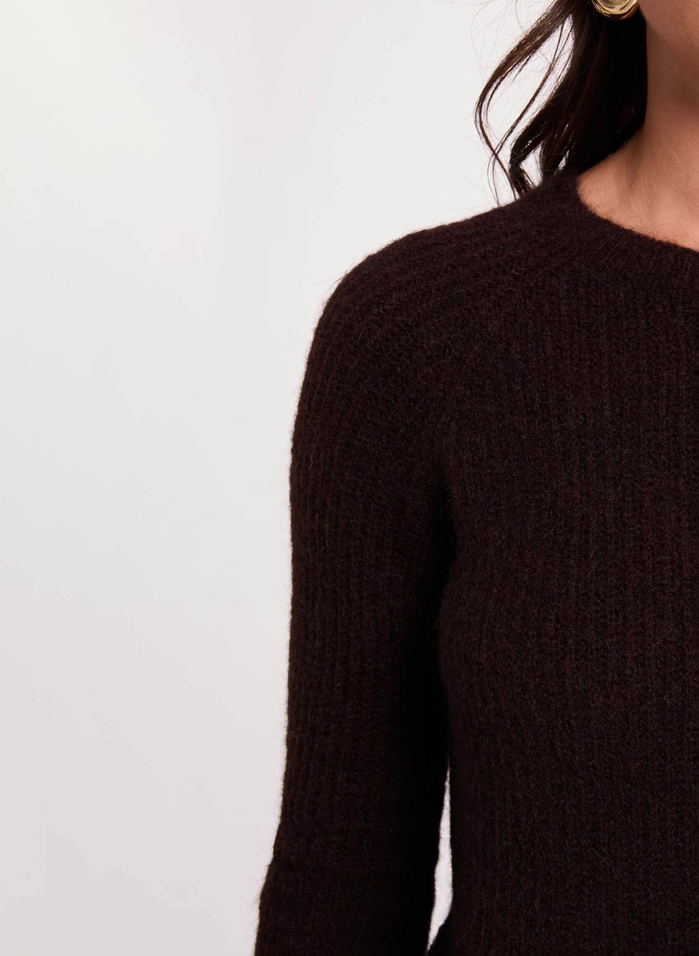 Pull droit col rond en maille mélangée MORGAN Marron