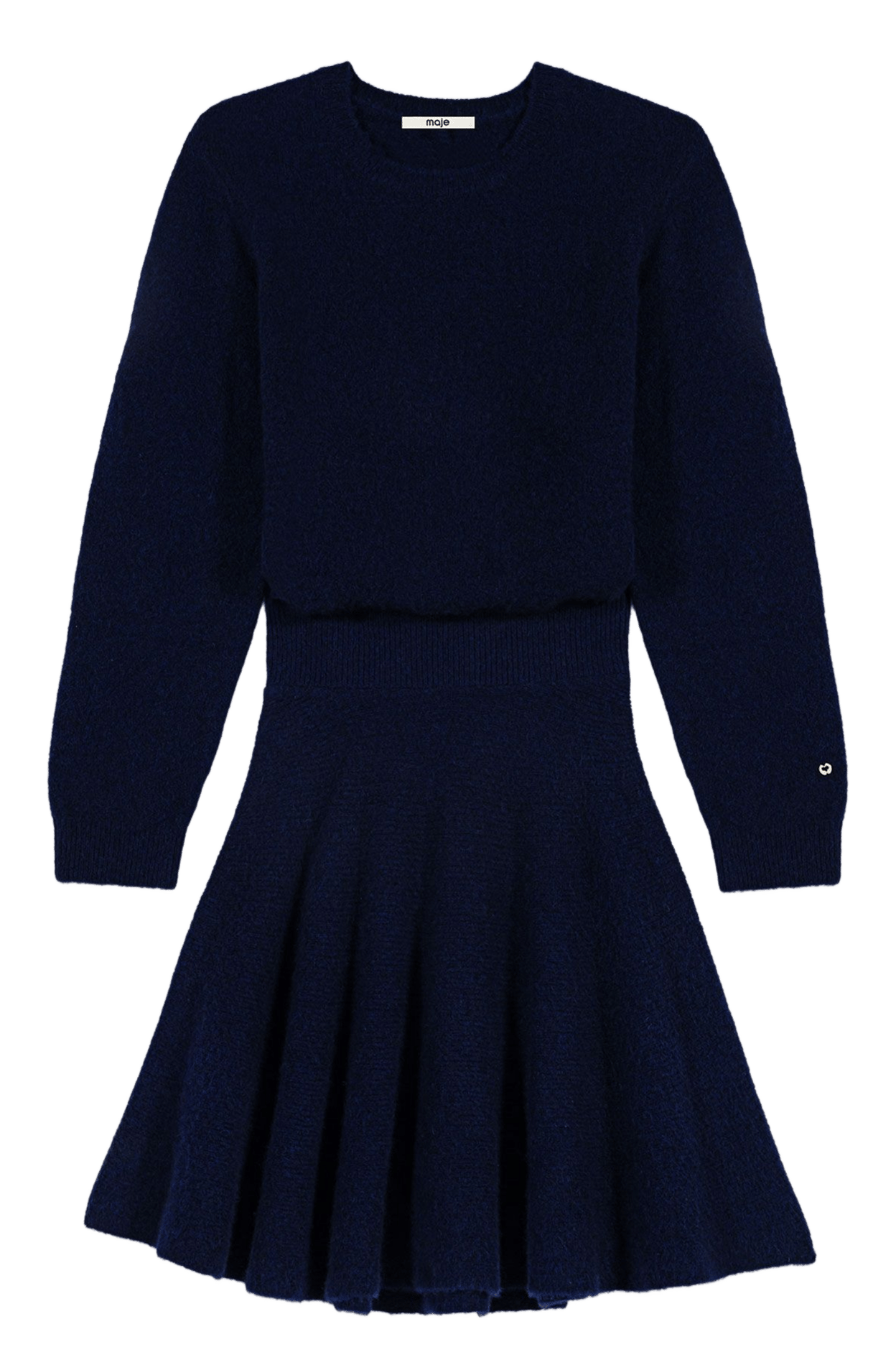 Robe courte évasée en laine mélangée MAJE Bleu
