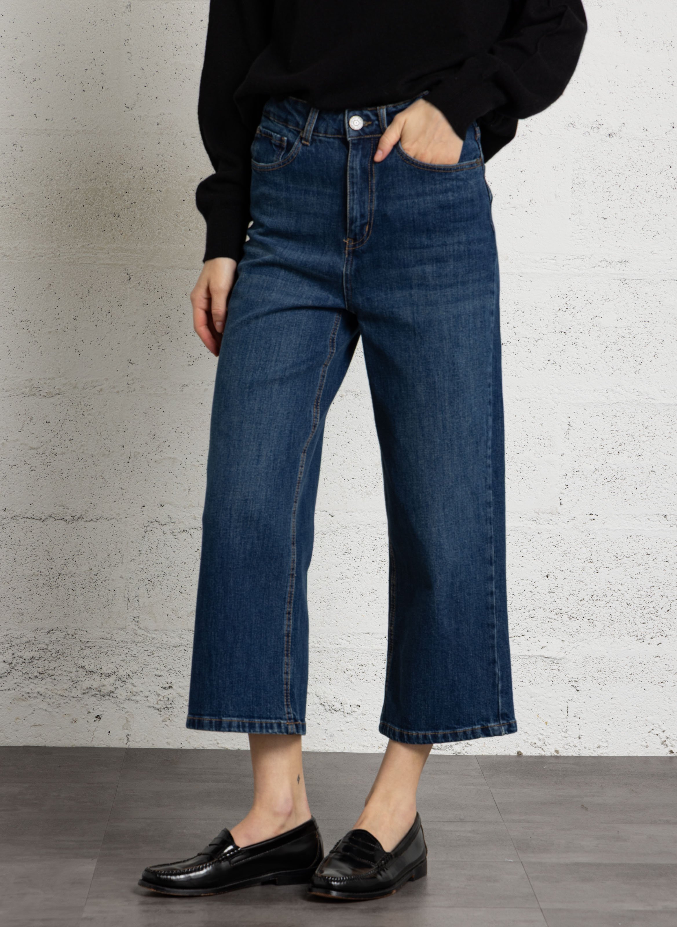 Cropped cotton jeans SUD EXPRESS Black