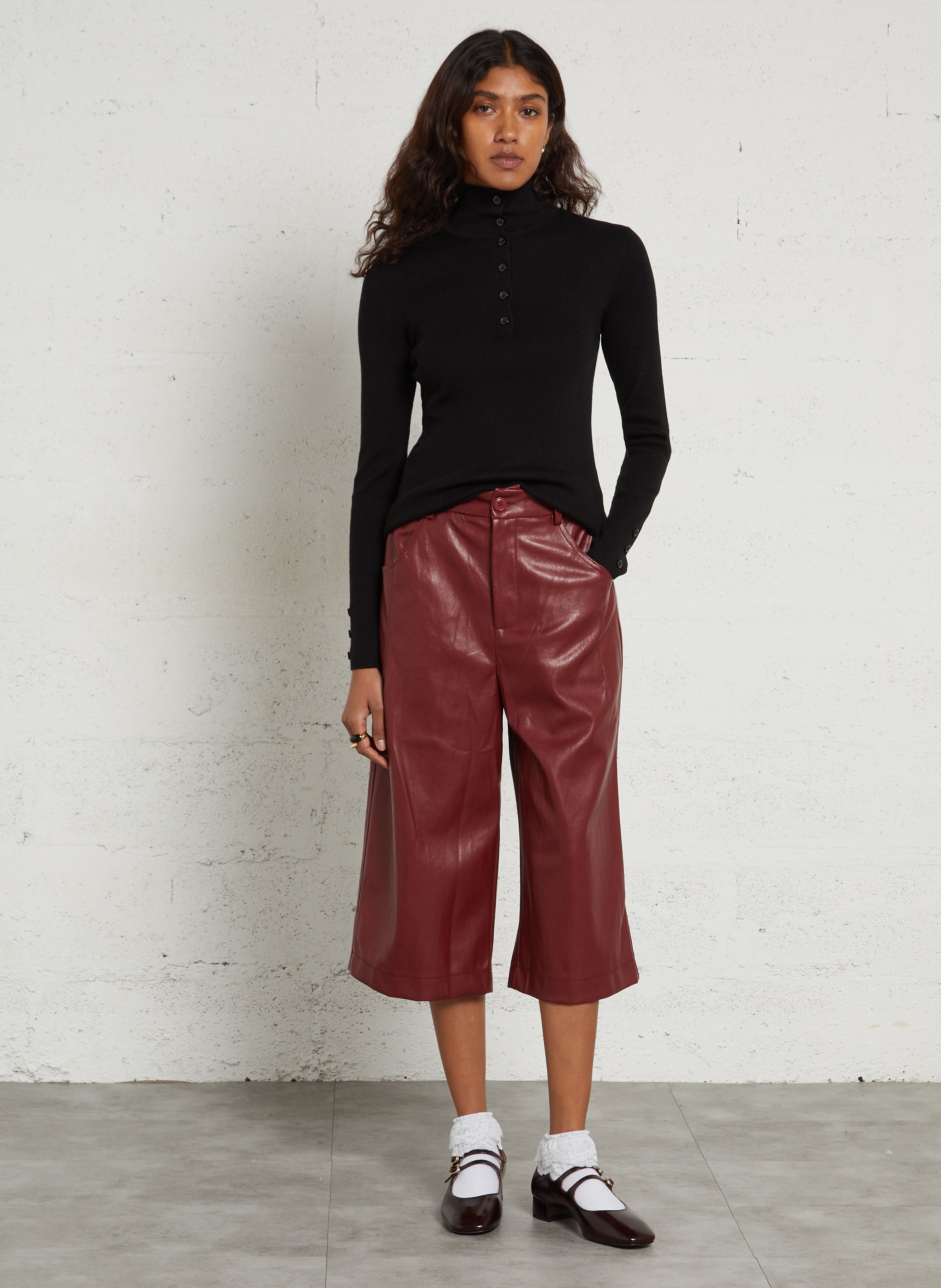 Pull cintré col montant boutonné MAISON 123 Noir