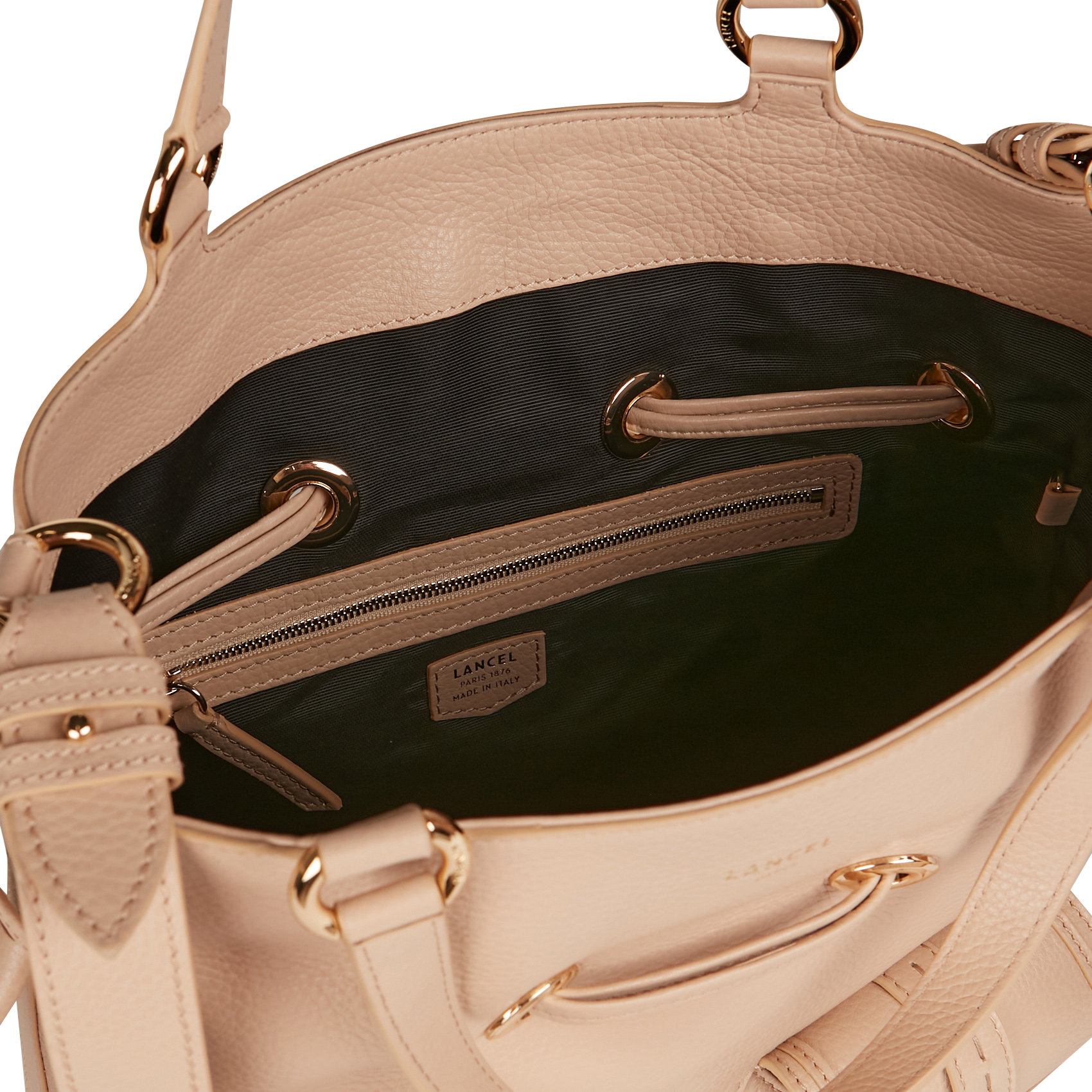 Grained leather bucket bag Beige
