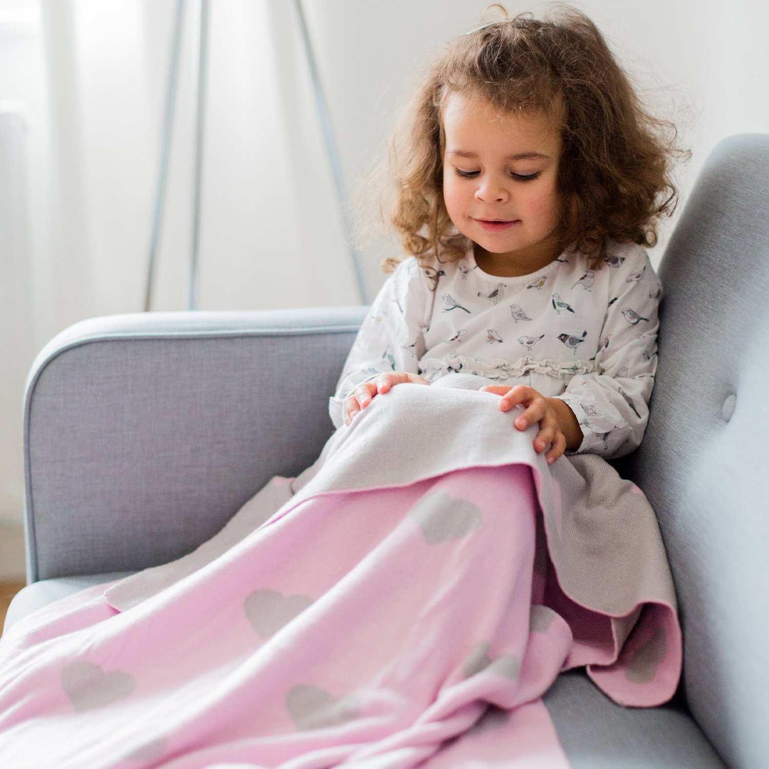 Ultra-soft knitted baby blanket - 100% cotton KINDSGUT Pink