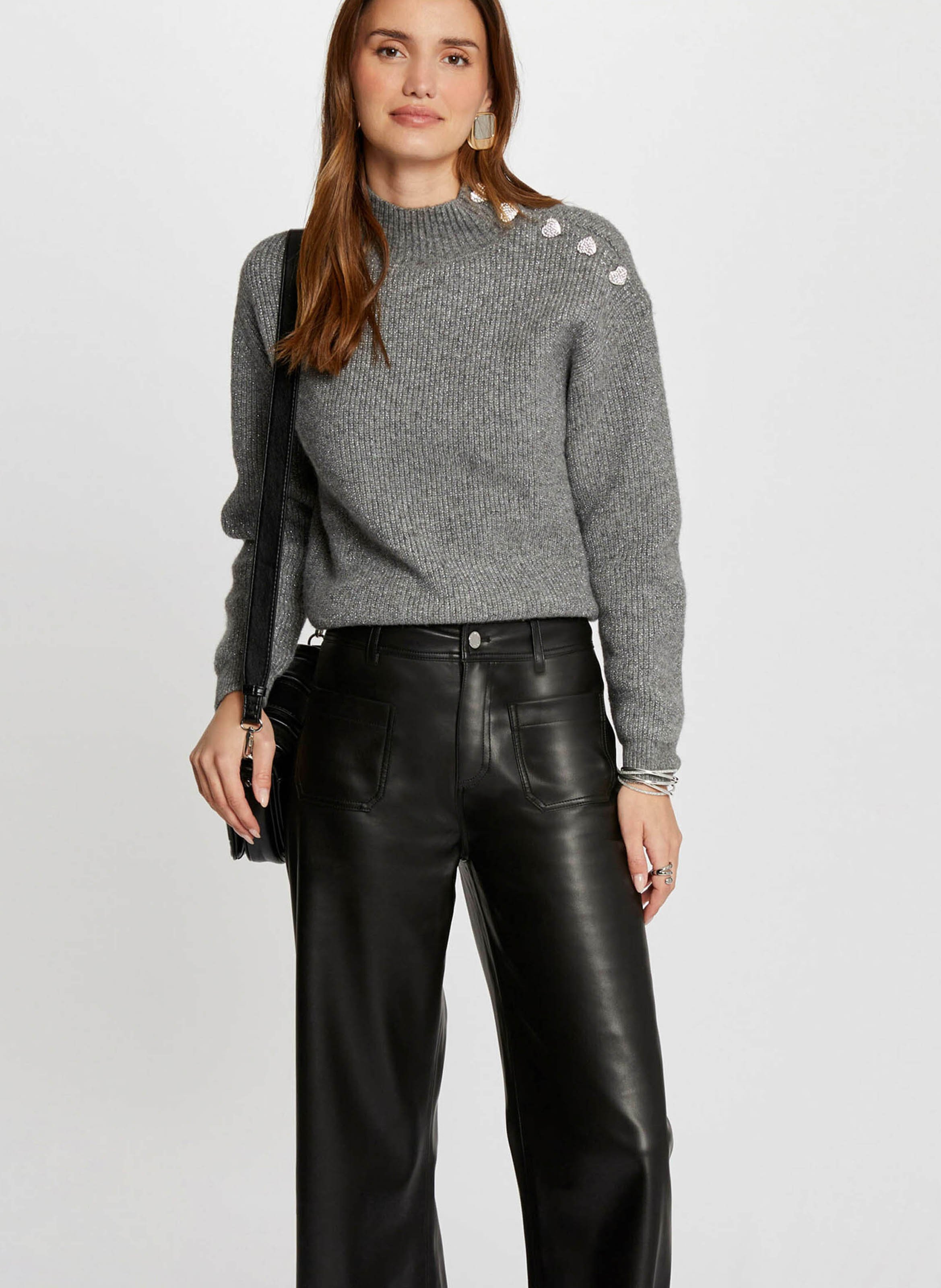 Rechte trui met hoge kraag MORGAN