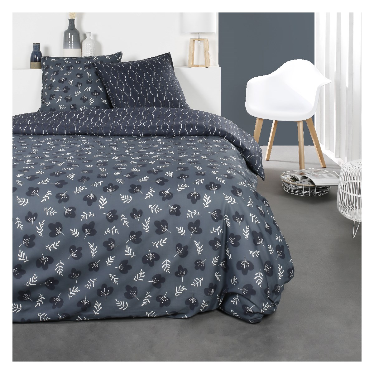 Printed cotton bedding set TODAY LINGE DE MAISON Blue
