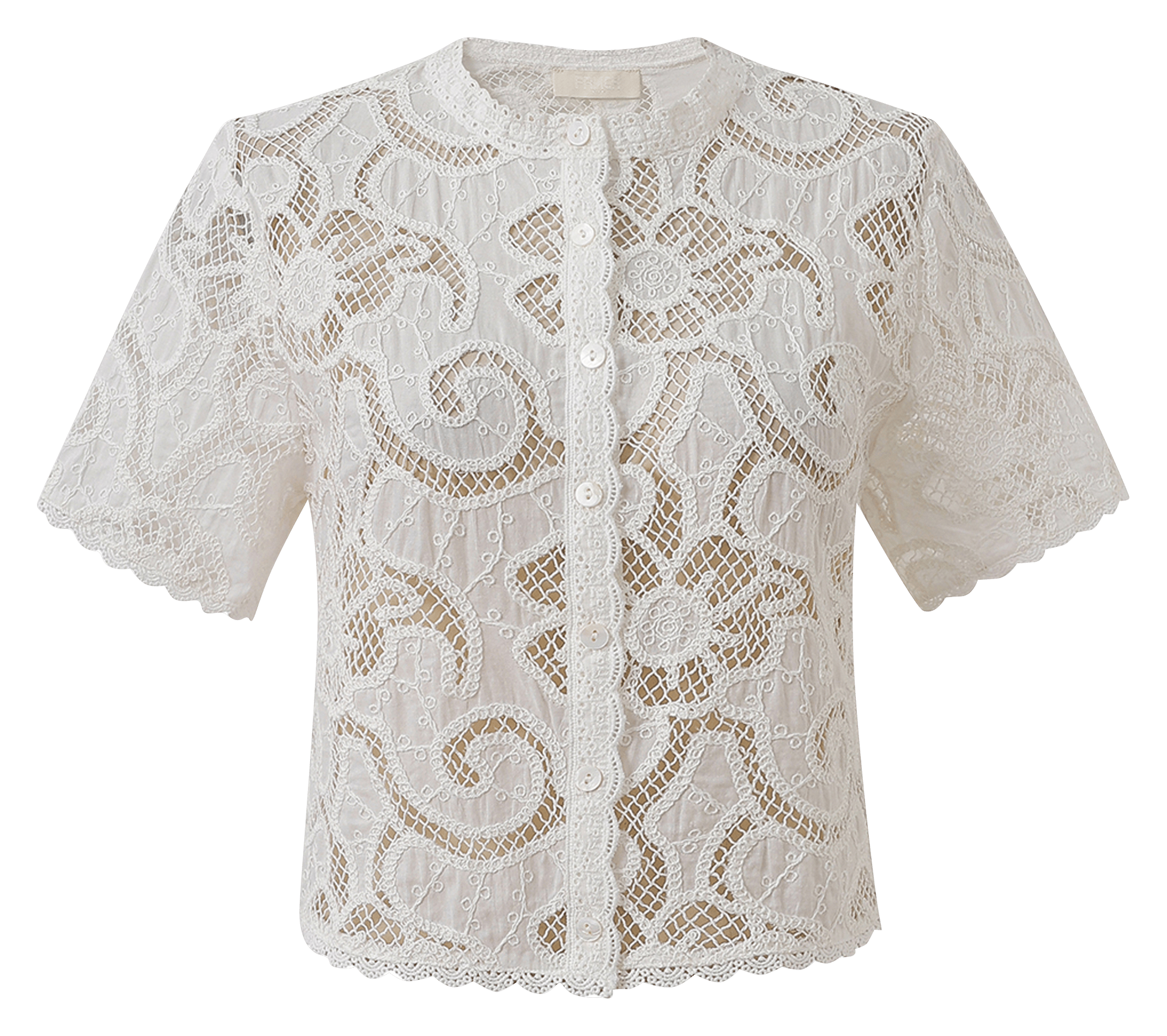 Short top with lace Blanc Frnch - Women SS-CHC-25138 | Place des Tendances