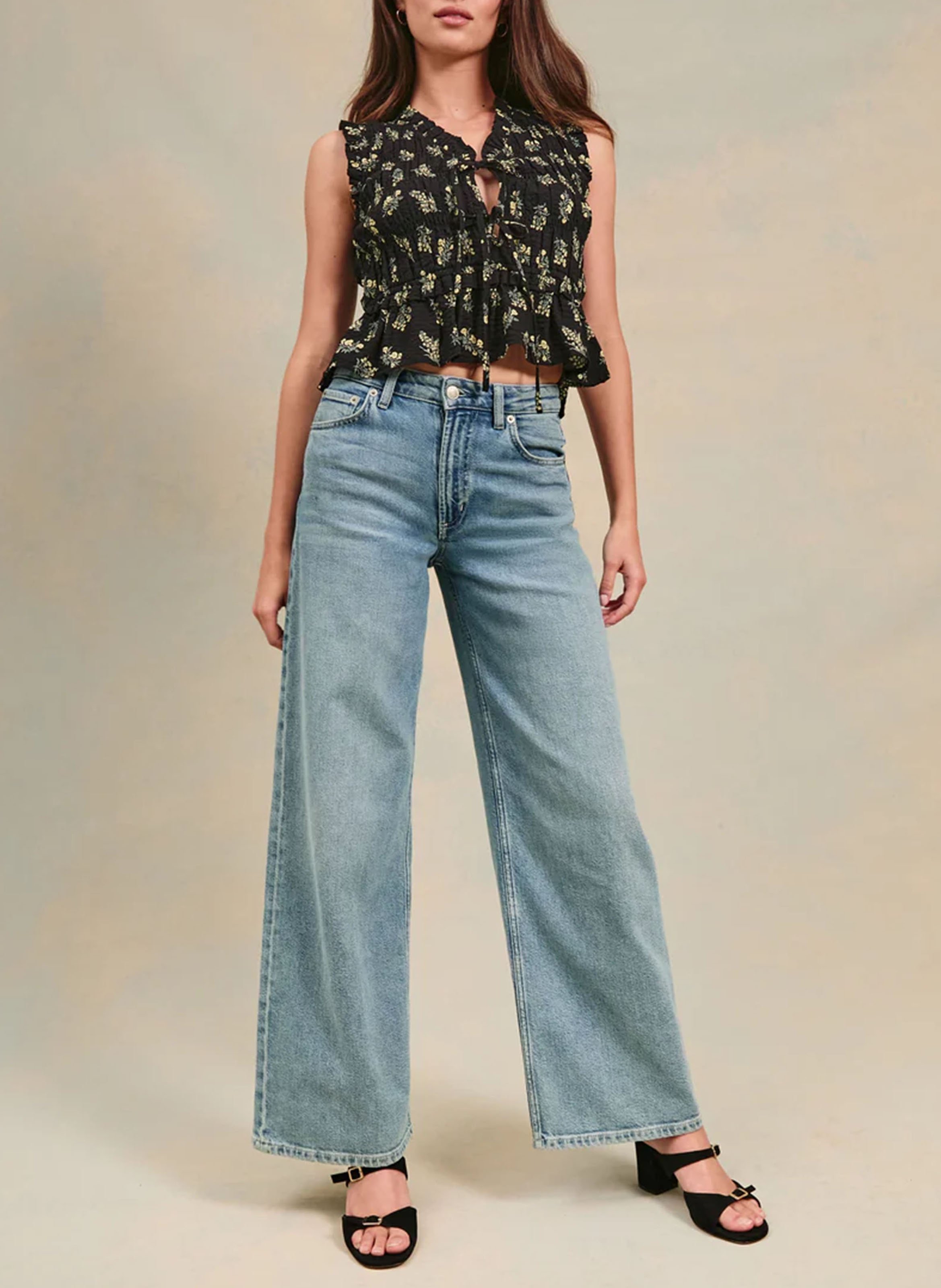 Top encolure V en coton RAILS Noir