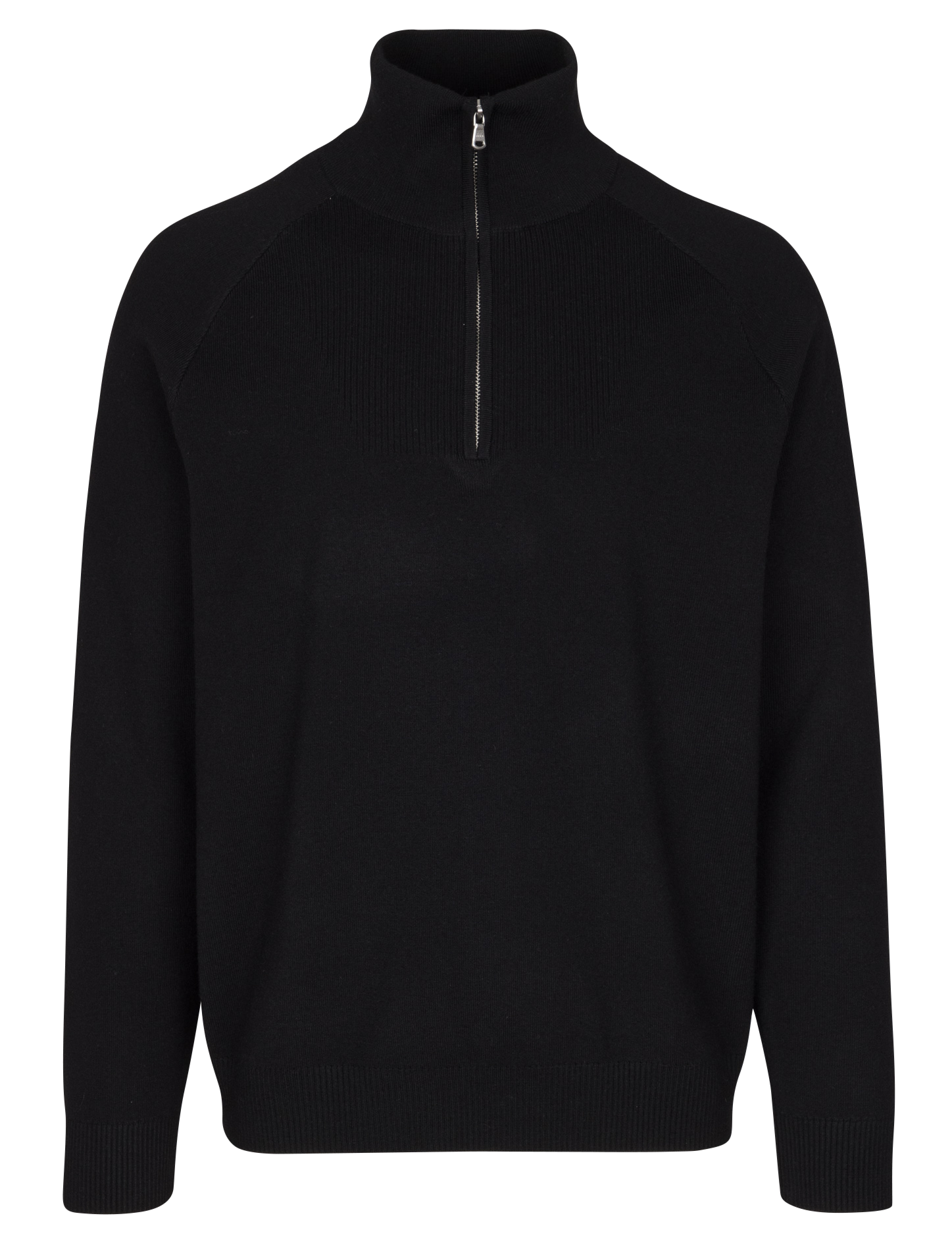 Solid straight-fit sweater with a zippered high collar IKKS Black