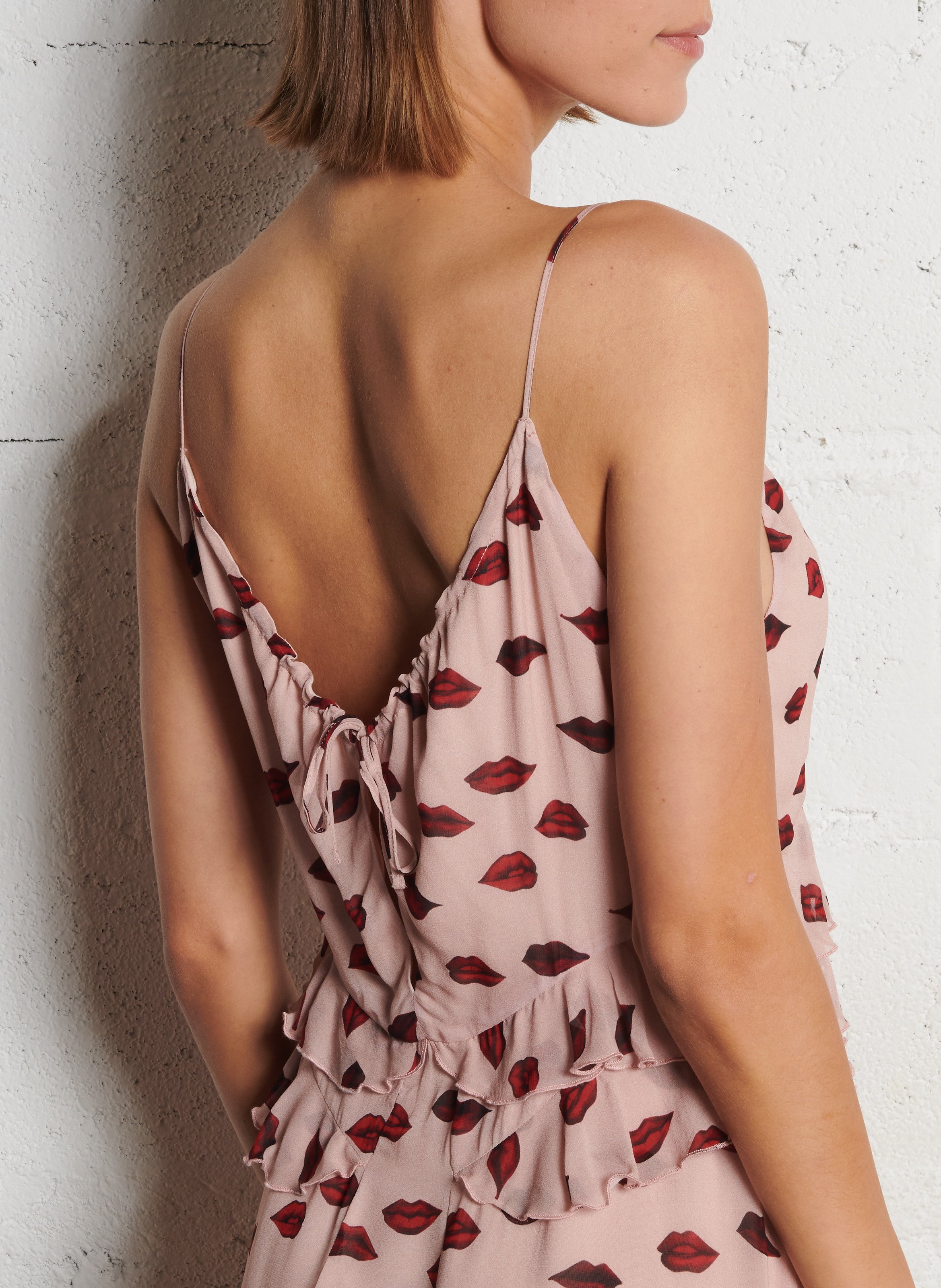 Korte jurk met V-hals en print IKKS Pink