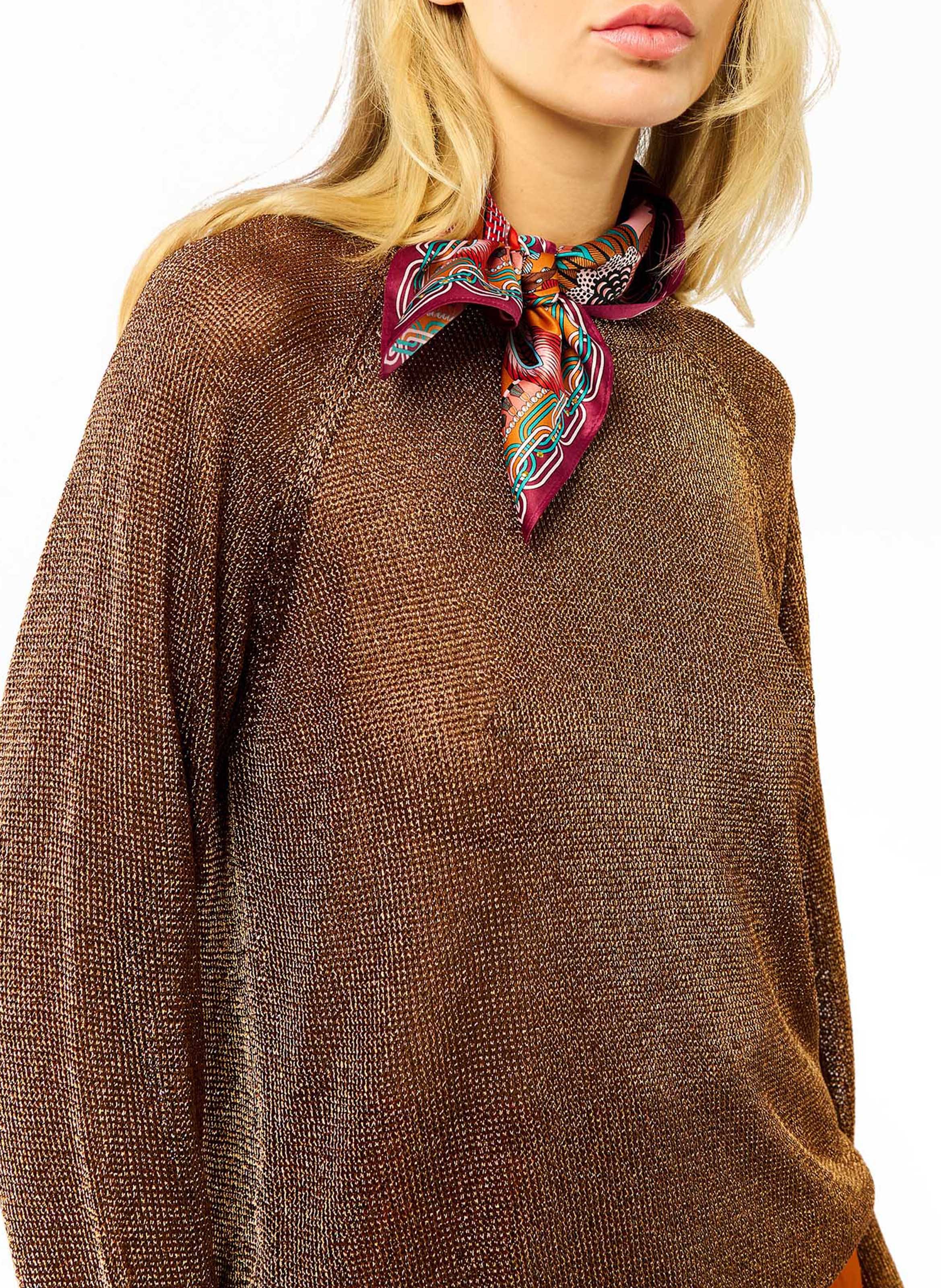 Straight round-neck knit sweater WILD Brown